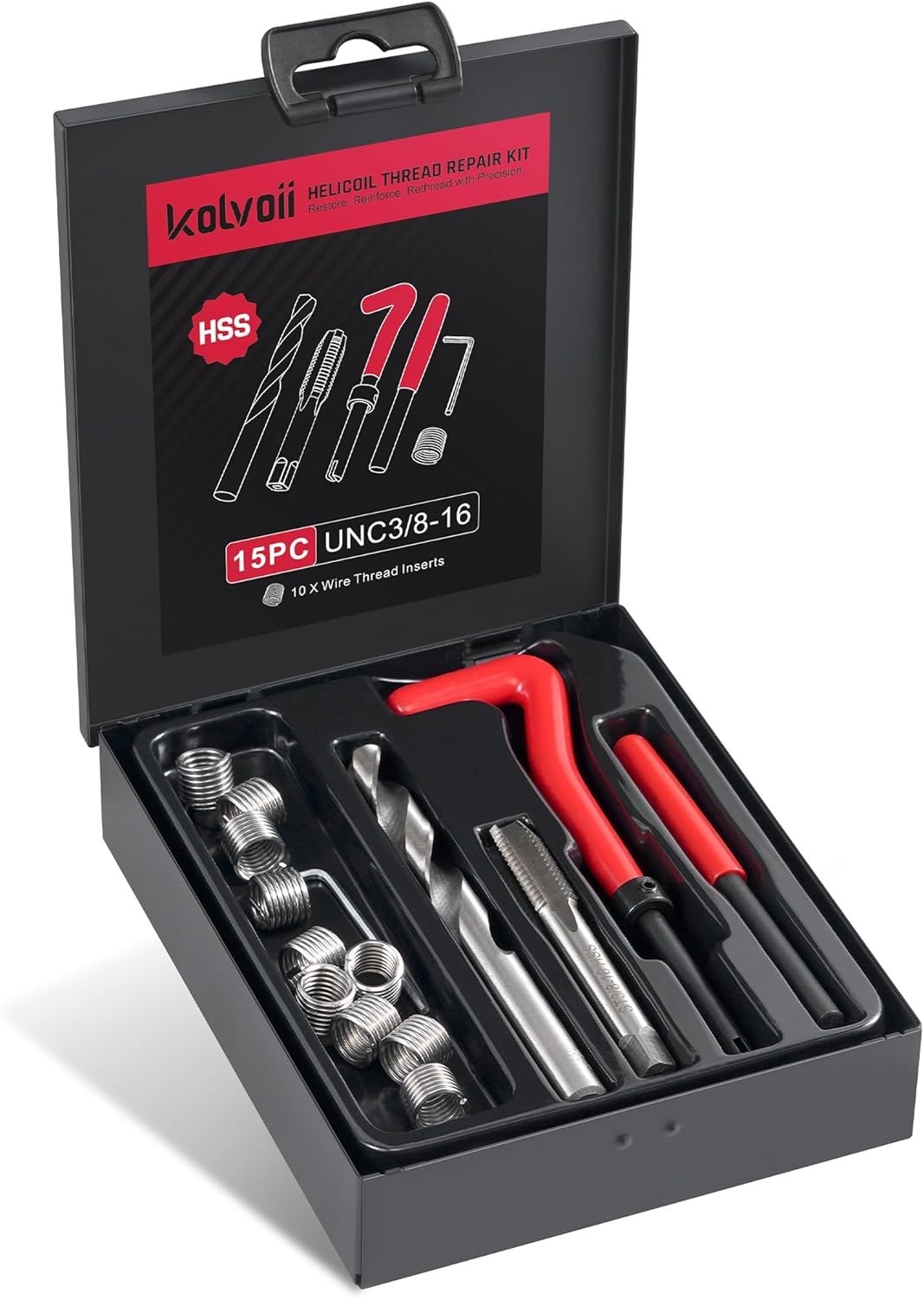 3/8-16 Helicoil Repair Kit – Complete with Drill Bits, Tap & Installation Tools