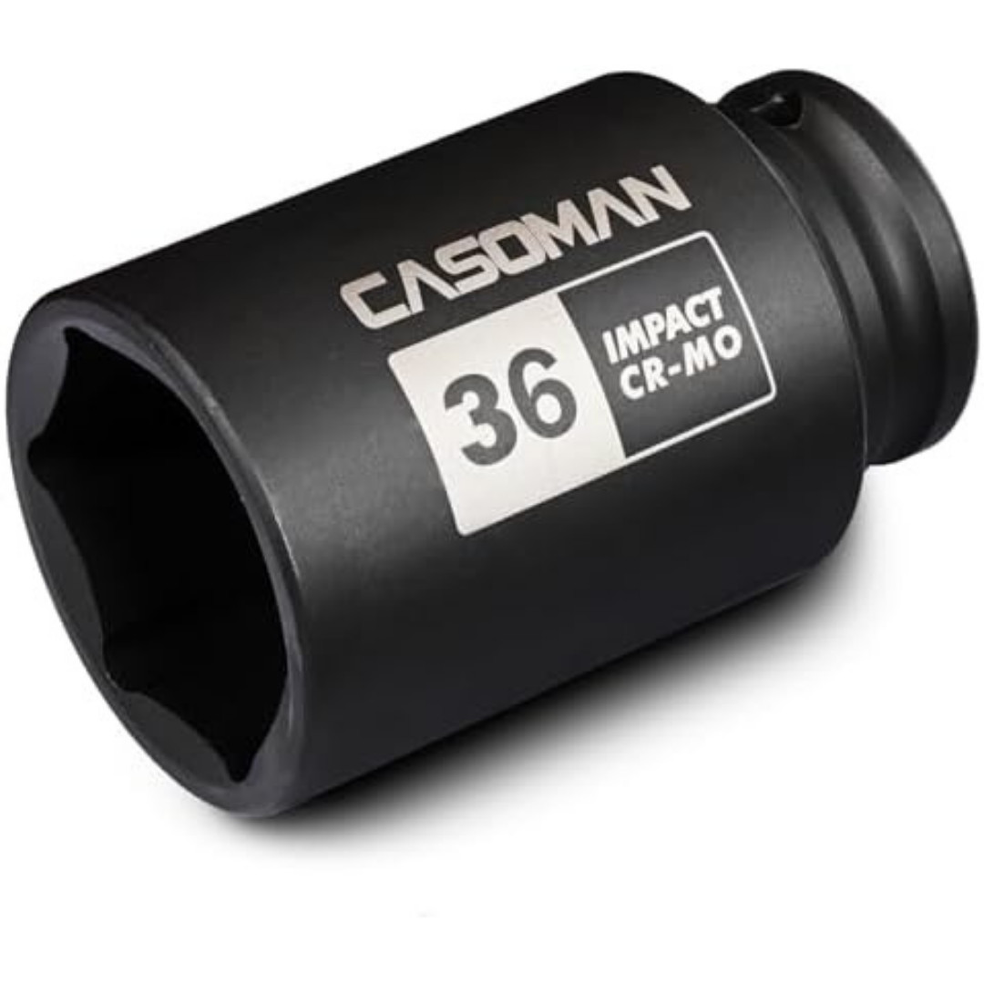 1/2″ Drive X 36 Mm Deep 6 PT Impact Socket, CR-MO, Drive 6 Point Axle Nut Socket