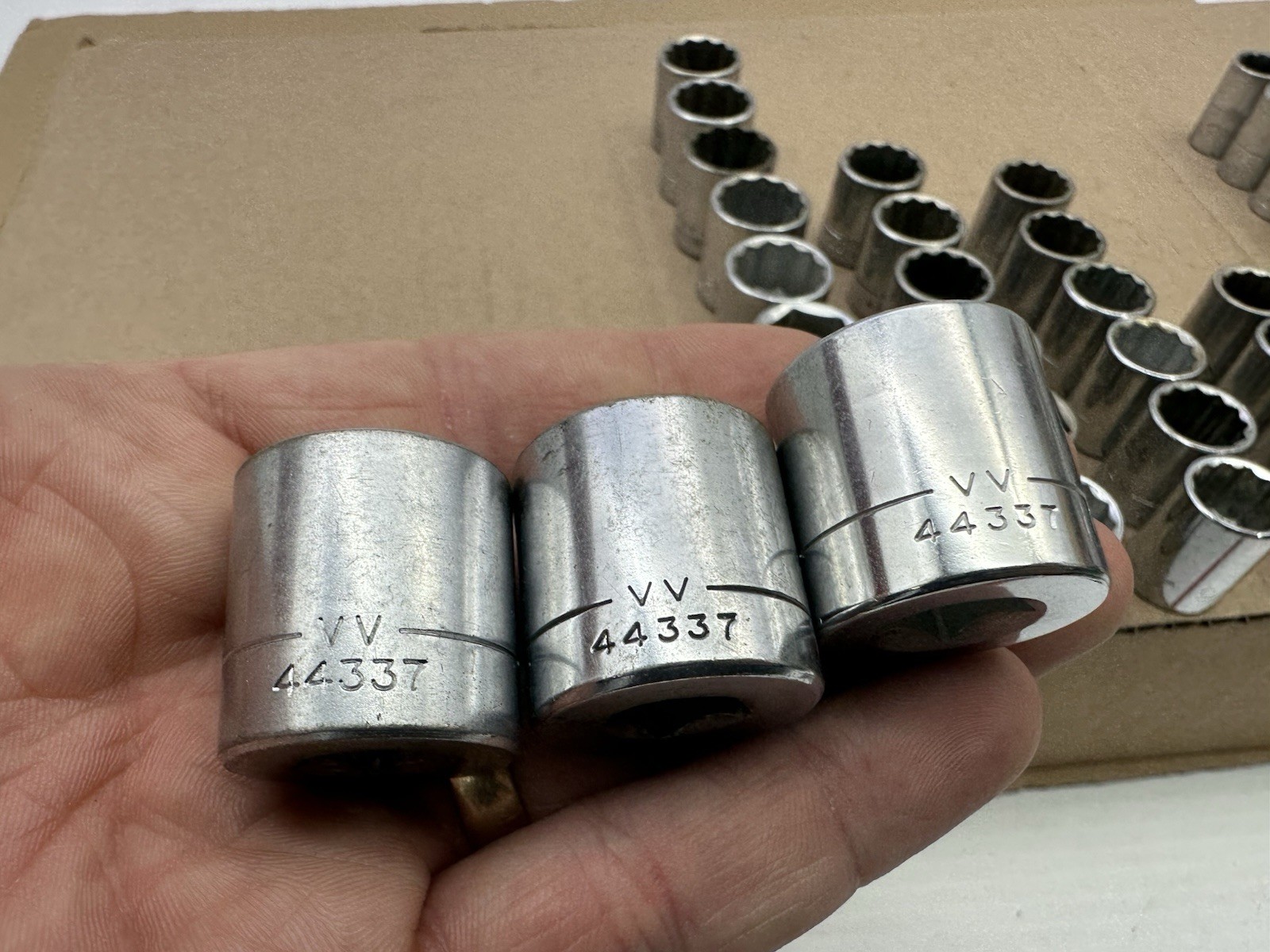 Vintage Craftman VV 49pc Set SAE 3/8″ Dr 12/6 Pt Socket Lot – 3/8-3/4” Vtg USA