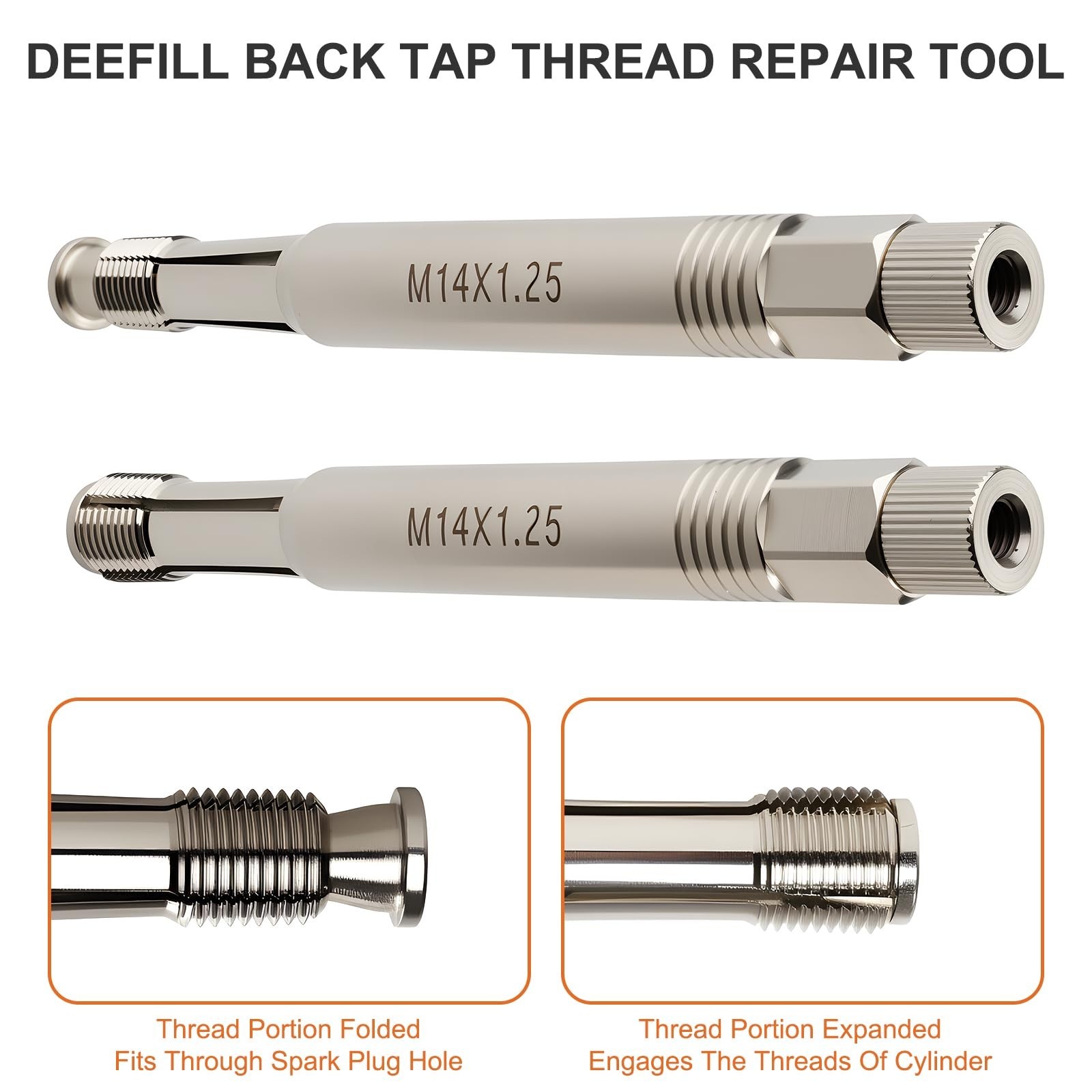 M14x1.25 Spark Plug Thread Repair Tool 2-Pack – Chaser for Stripped Holes, No He