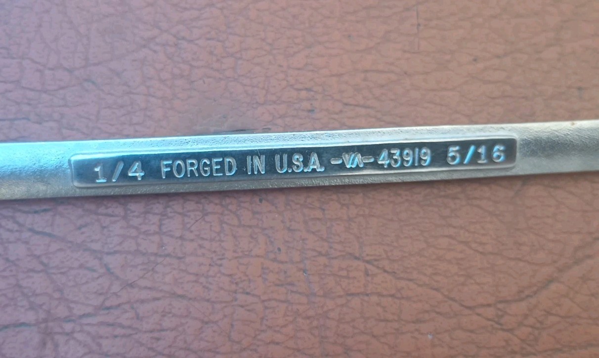 Craftsman 1/4″ x 5/16″ Double Box End Wrench 12 Point -VA- Series 43919 USA