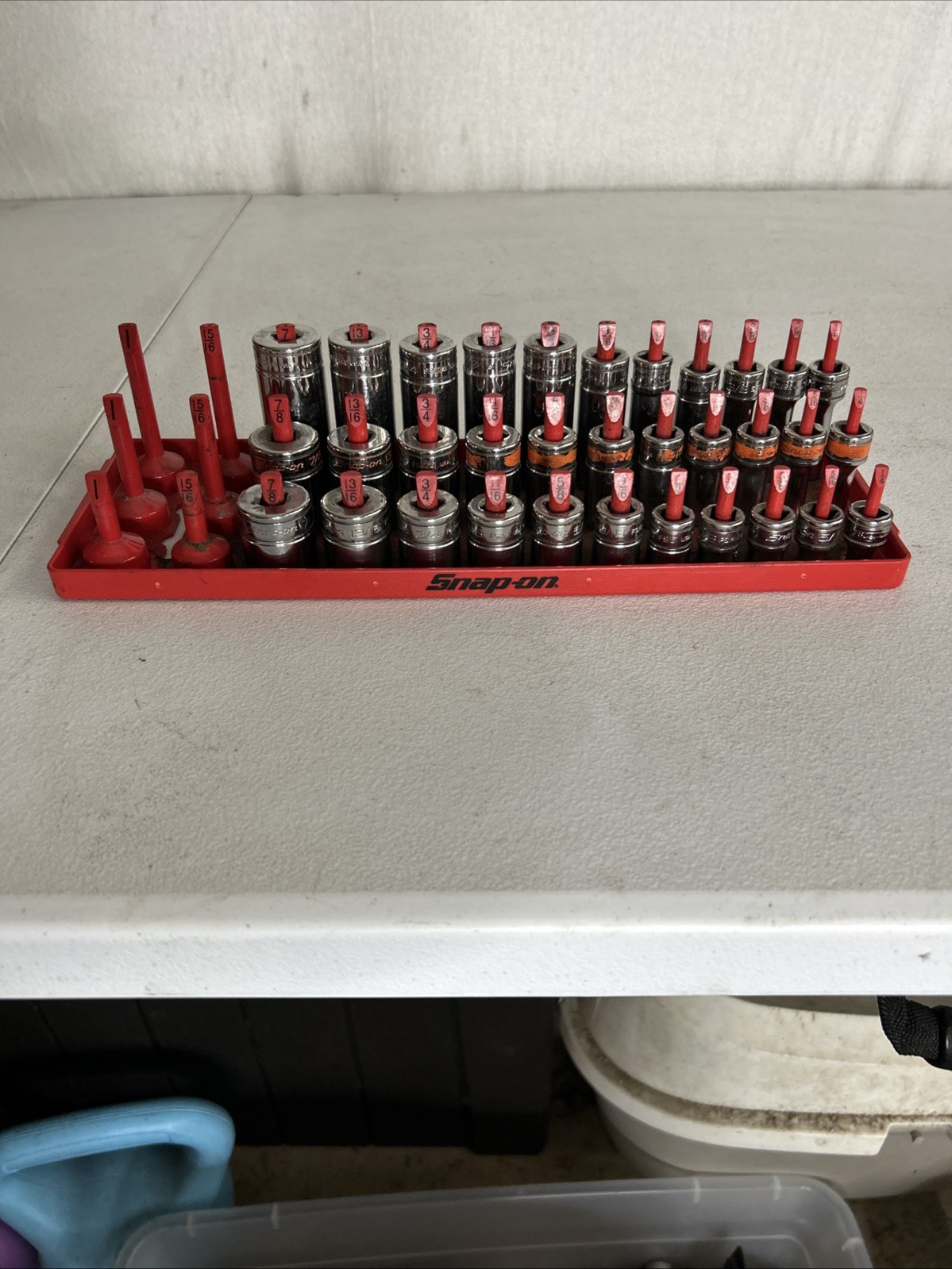 Snap-On Socket Set 7/8 Thru 1/4 sockets of three different depths ￼￼Three Sizes