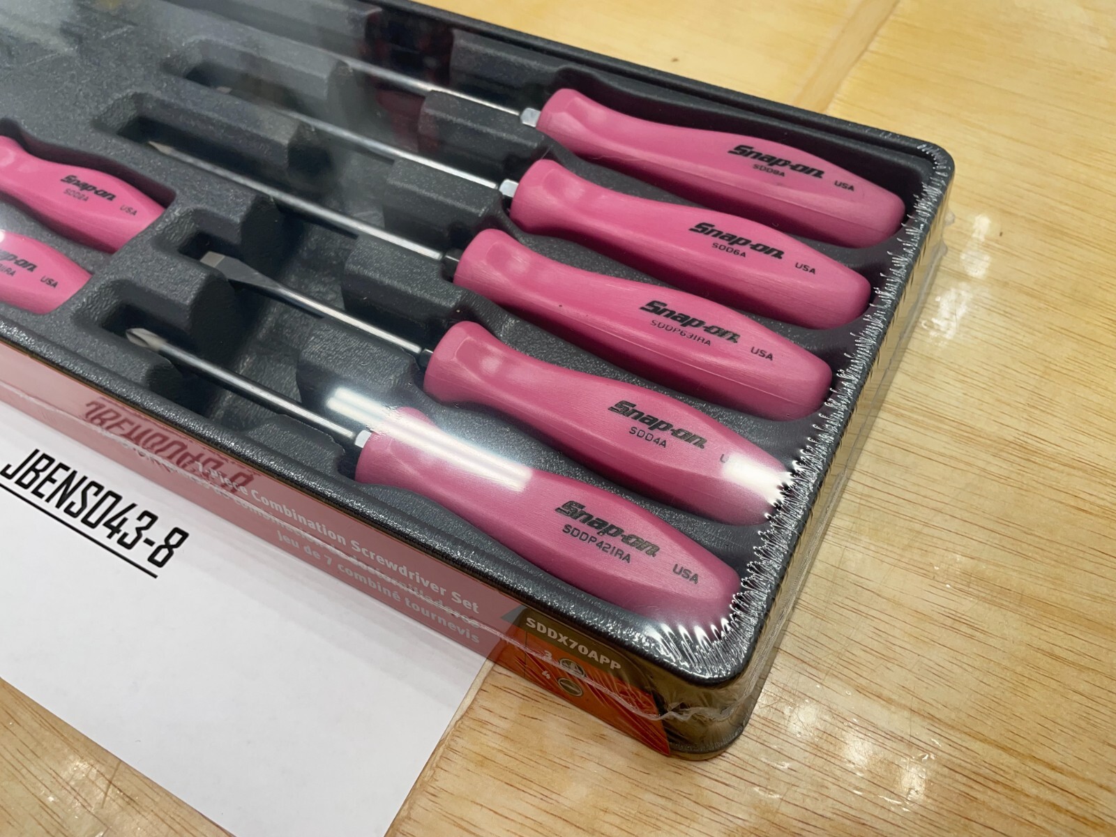 Snap-on Tools NEW 7pc PEARL PINK Hard Grip Combination Screwdriver Set SDDX70APP