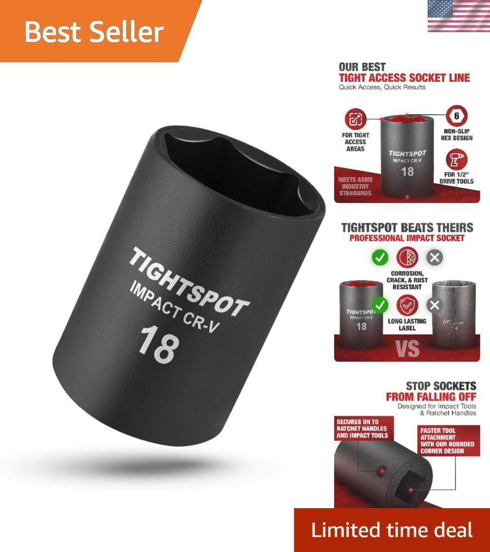 Durable 18mm Shallow Impact Socket – 1/2 Inch Drive, Manganese Phosphate Finish
