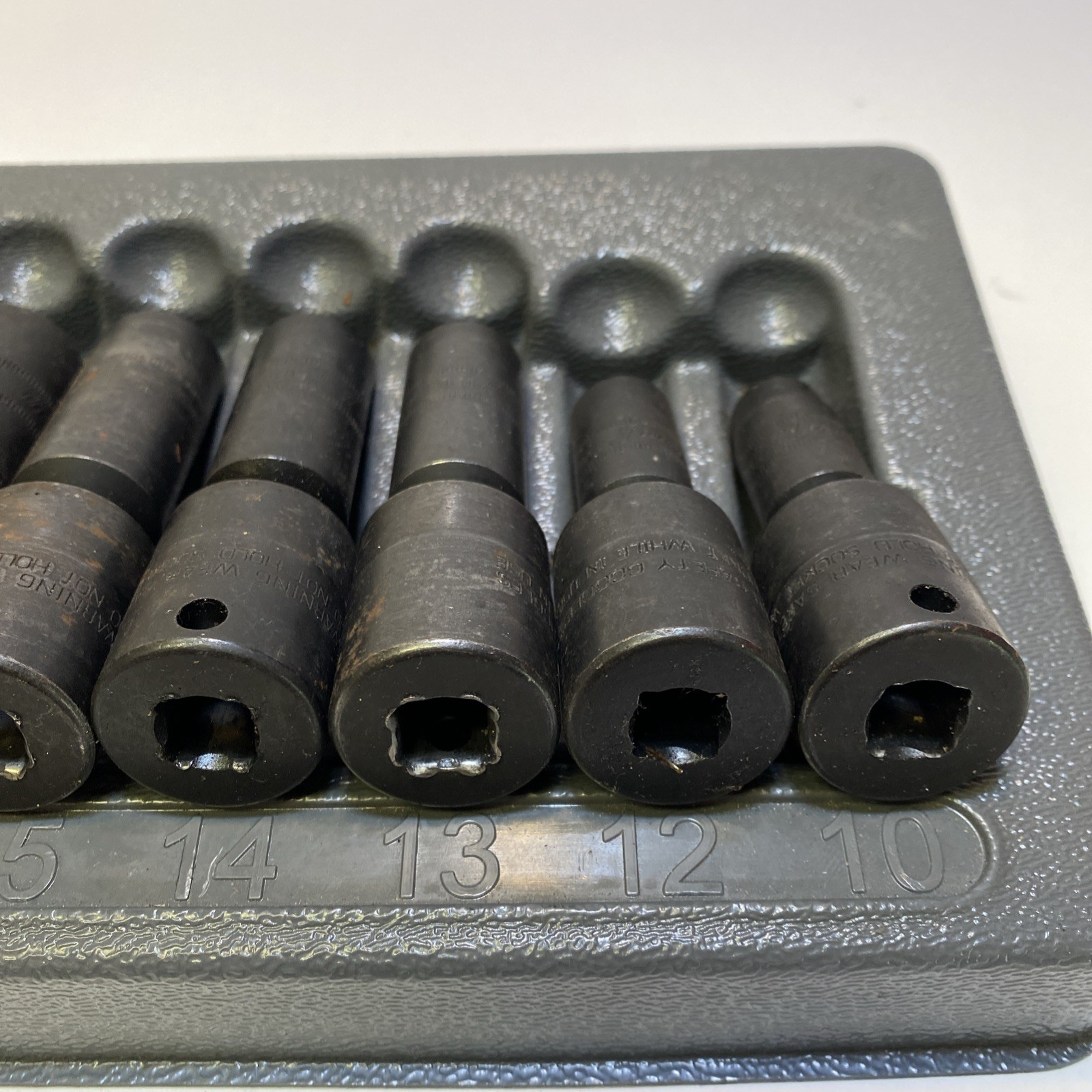 Snap-On 7 pc 3/8” Drive 6pt Deep Impact Swivel Socket Set In Tray