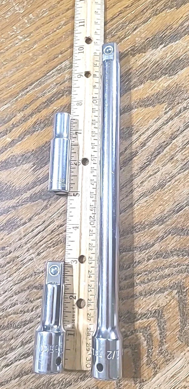 Easco 1/2″ Extensions-3″, 10″. 3/8″ Socket. EUC USA MADE Mechanics Tools