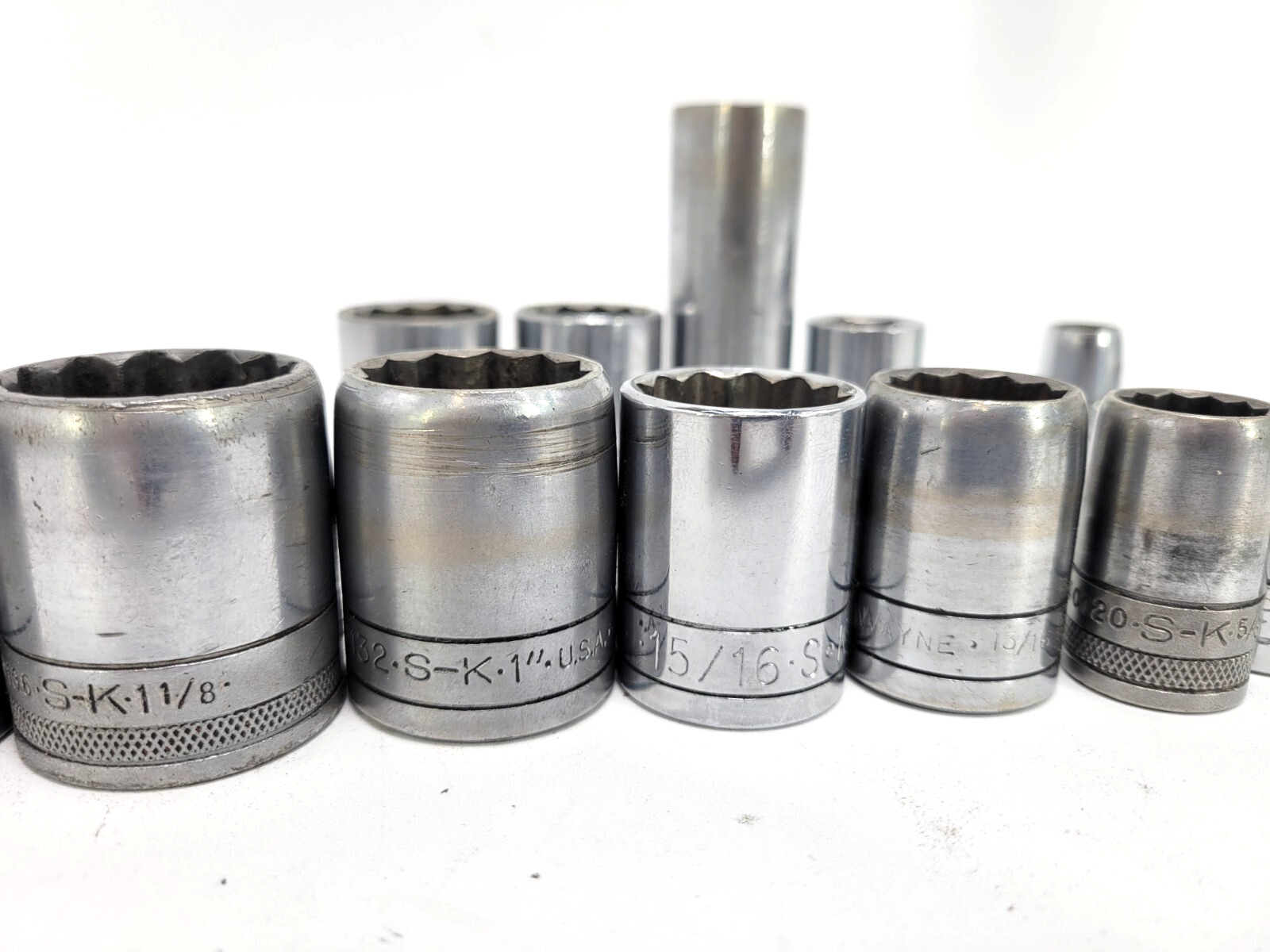 Vintage S-K Tools 1/2″ Drive 12pt SAE Deep Socket Set 14pc USA 7/16-1-1/4″ 40140