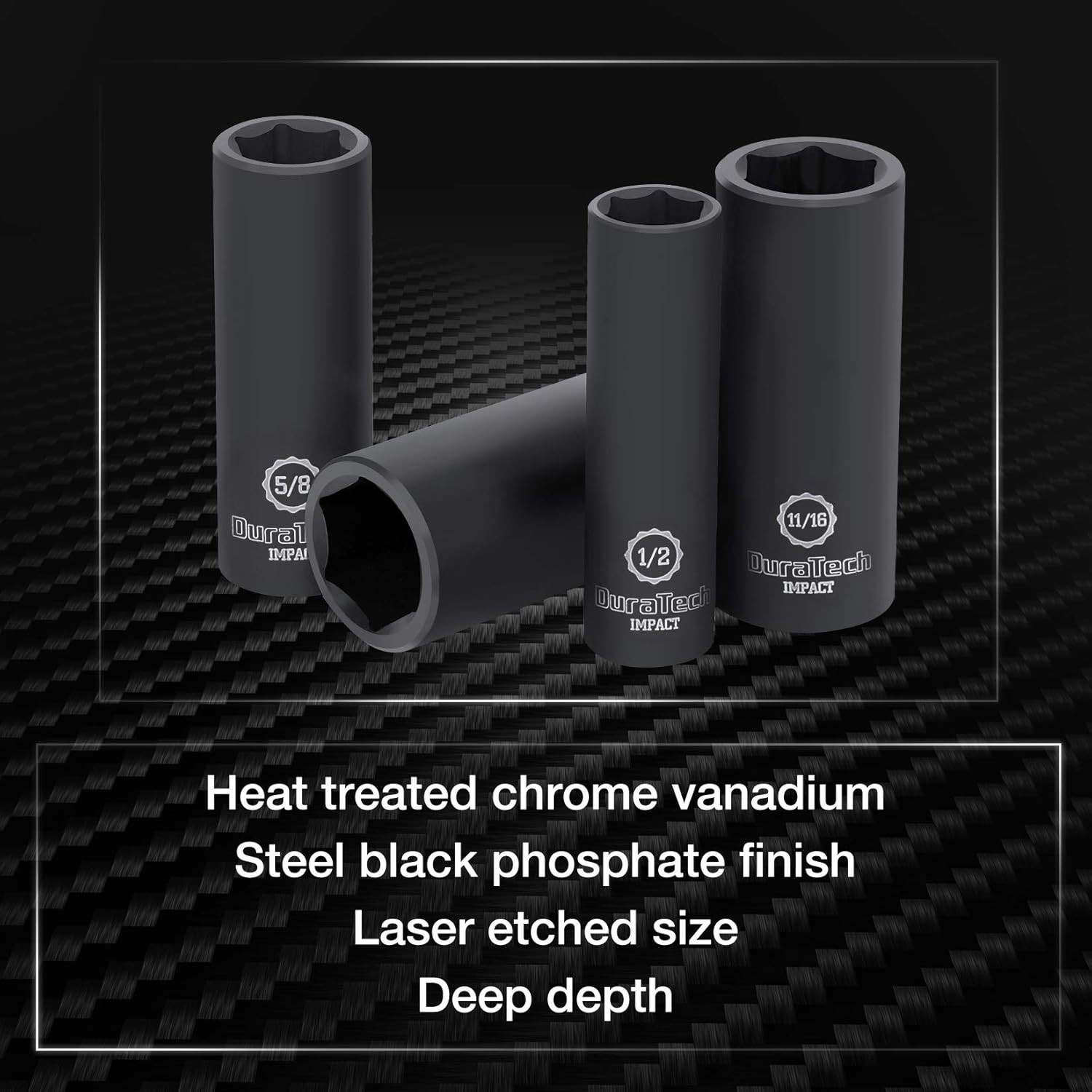 10-Piece 3/8 Drive 6 Point Deep Impact Socket Set, Including 8PCS Deep Impact