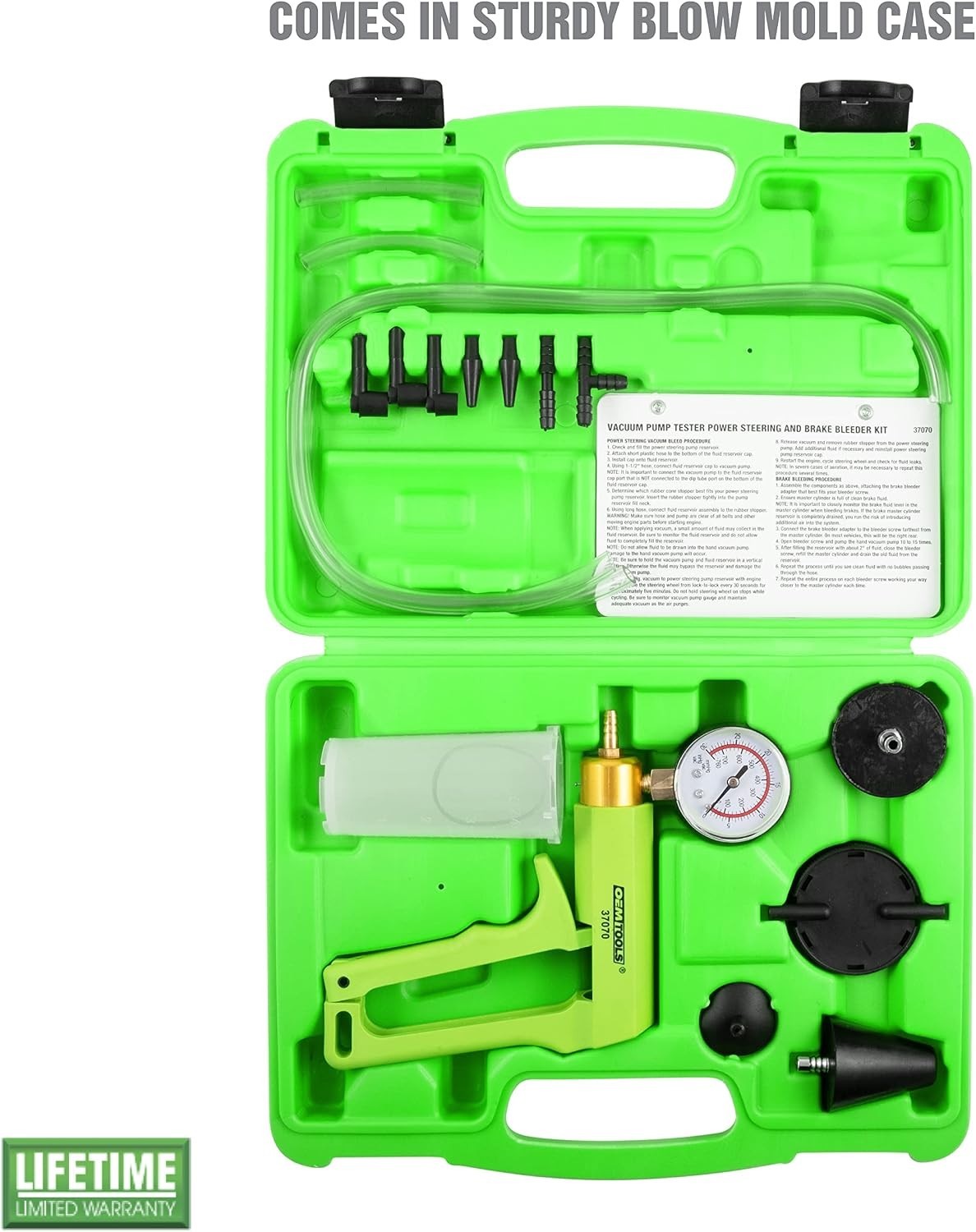 Brake Bleeder Kit with Vacuum Pump Gauge for Brake Power Steering Testing