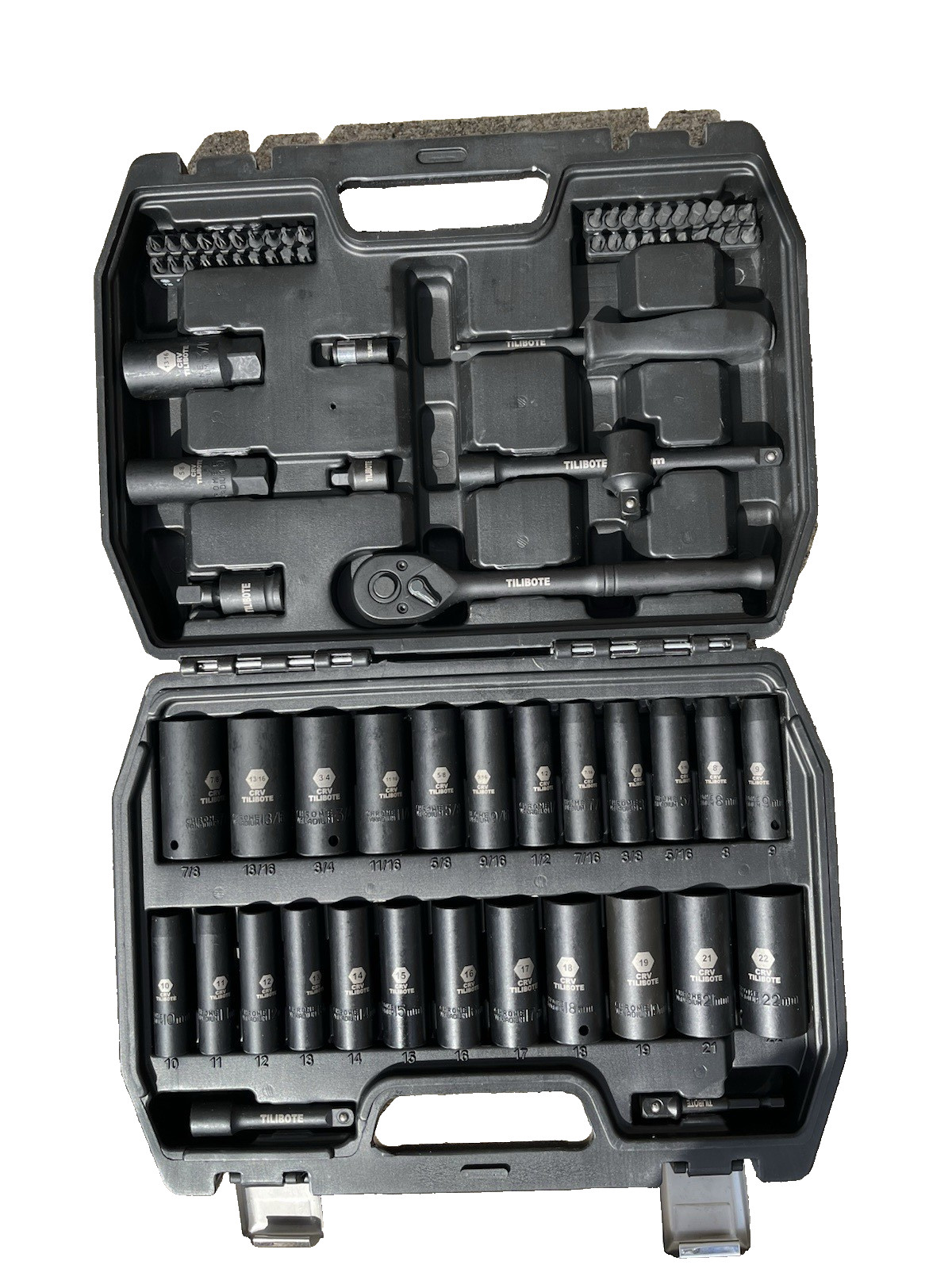 TILIBOTE 76pc 3/8” Drive Deep Impact Socket Set SAE & Metric TB-74