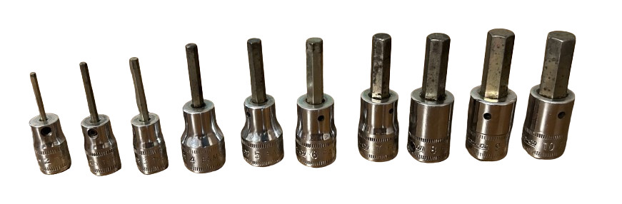 Snap-on 10 pc Combination Drive Metric Standard Hex Bit Socket Set (2-10 mm)