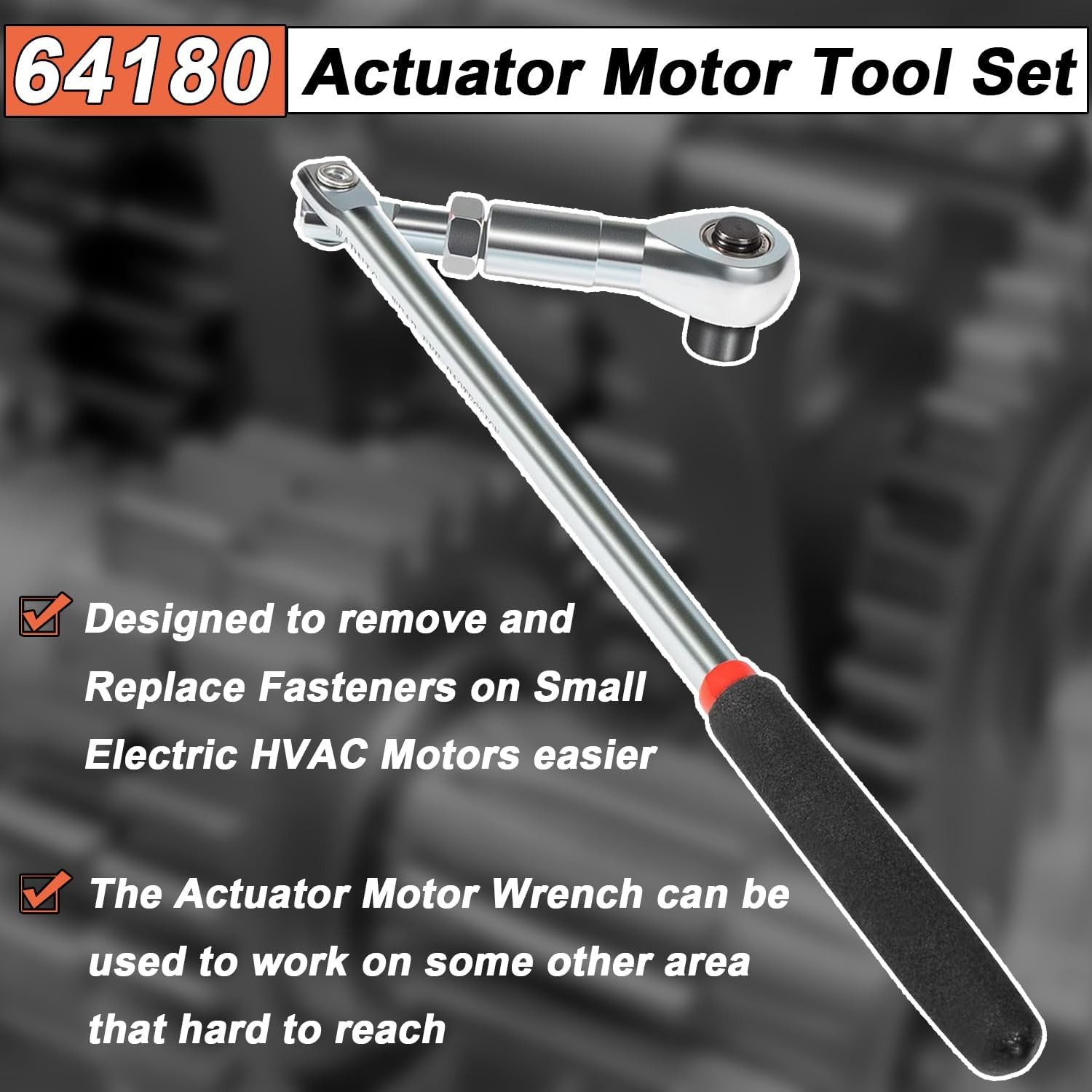 64180 Actuator Motor Wrench Tool Set 5.5mm 7mm 8mm Socket w/1/4″ Drive Adapter
