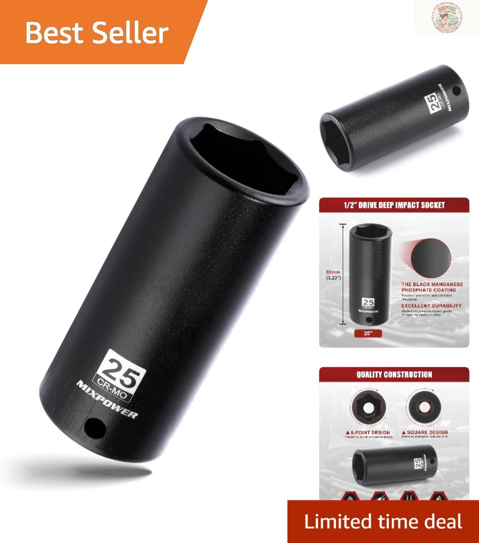 25mm Deep Impact Socket, Chrome Molybdenum, 1/2″ Drive, High-Torque Design