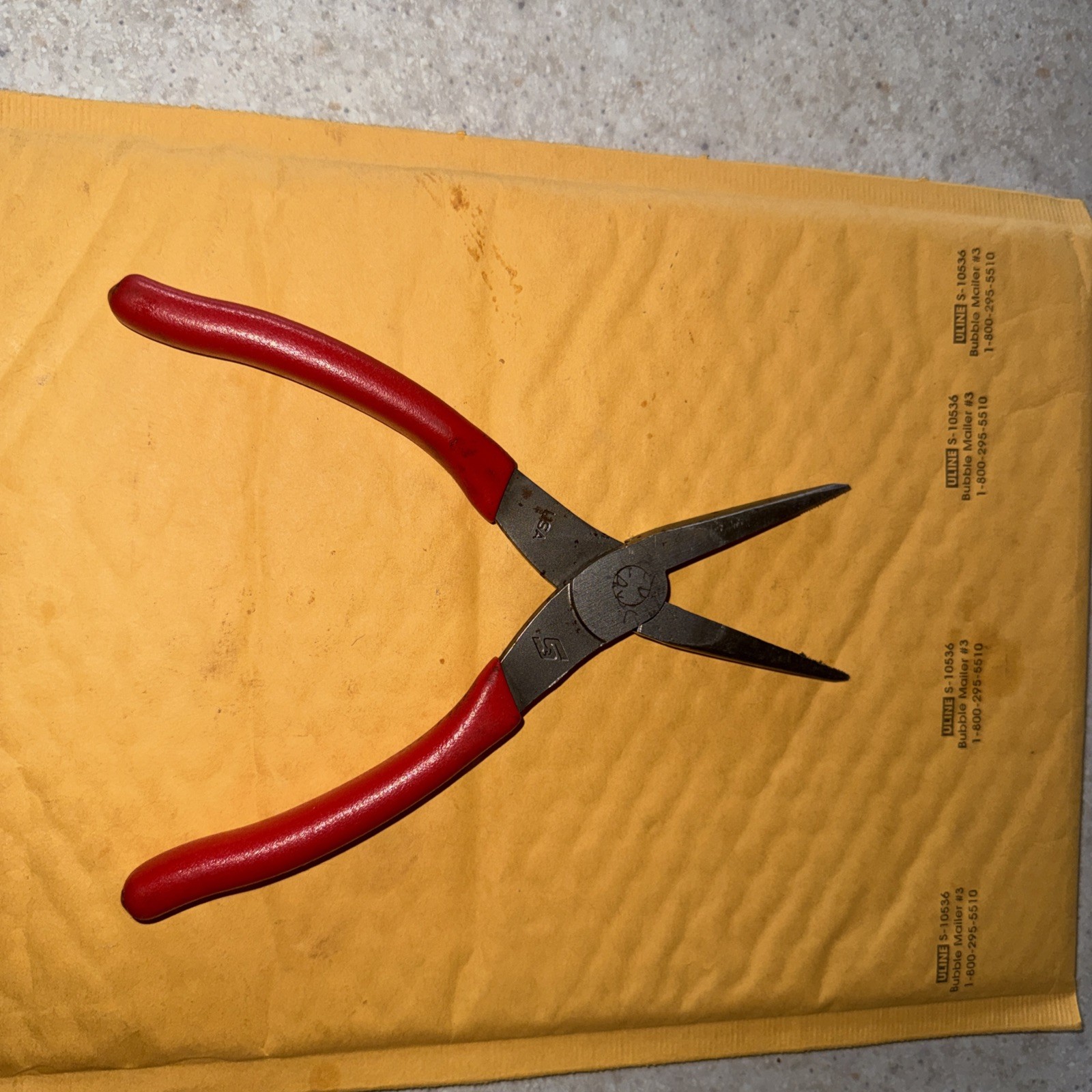 Snap-on Tools 96ACF 8″ Long Needle Nose Pliers Red USA