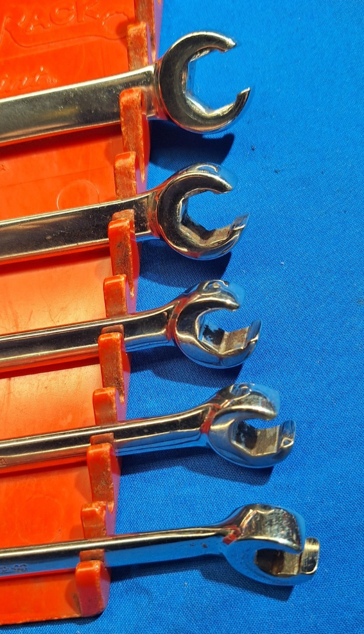 Snap-On RXSM605 5 piece METRIC open end flare nut wrench set 10mm-14mm w/Tray