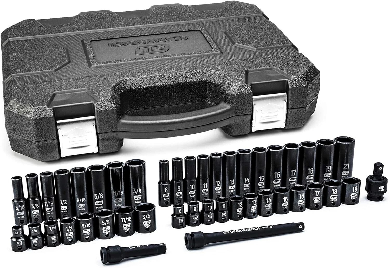 44 Pc. 3/8″ Drive 6 Point Standard & Deep Impact SAE/Metric Socket Set – 84916N
