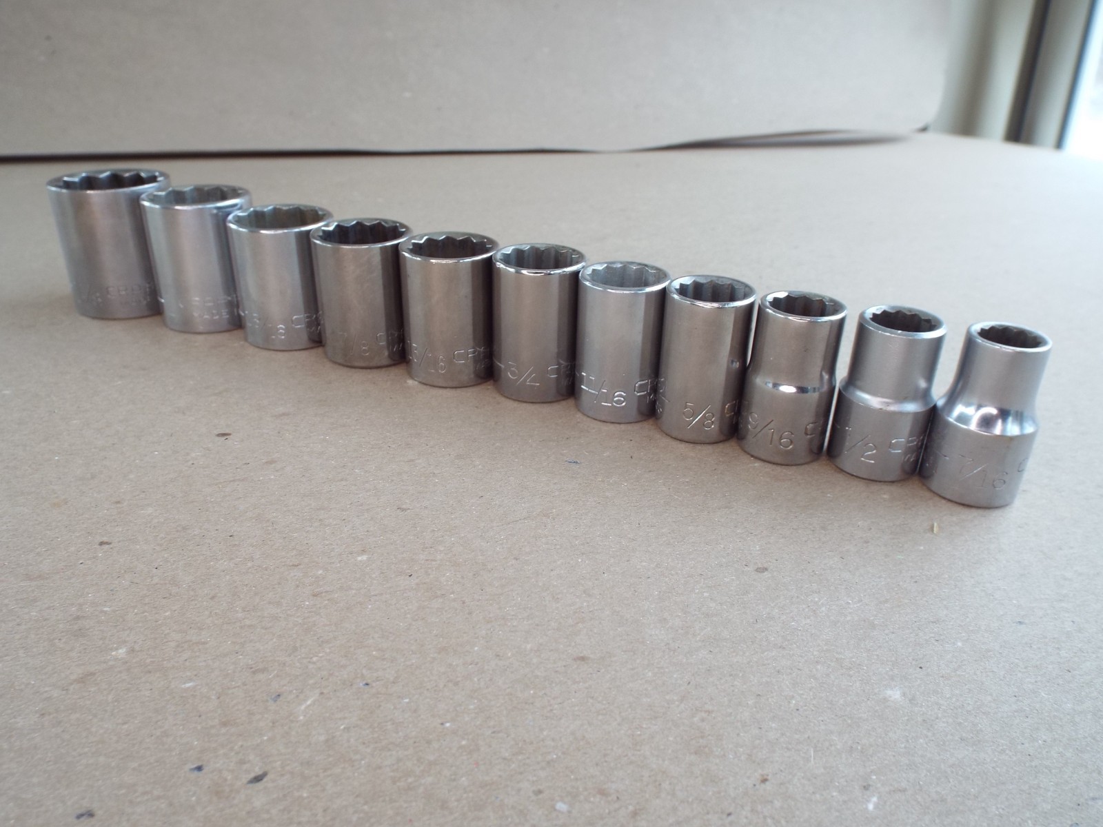 VTG 14 Pc Craftsman Socket Lot 1/2″ Dr 12 Pt 7/16″ – 1-1/8″ Ext, USA SAE -(Read)