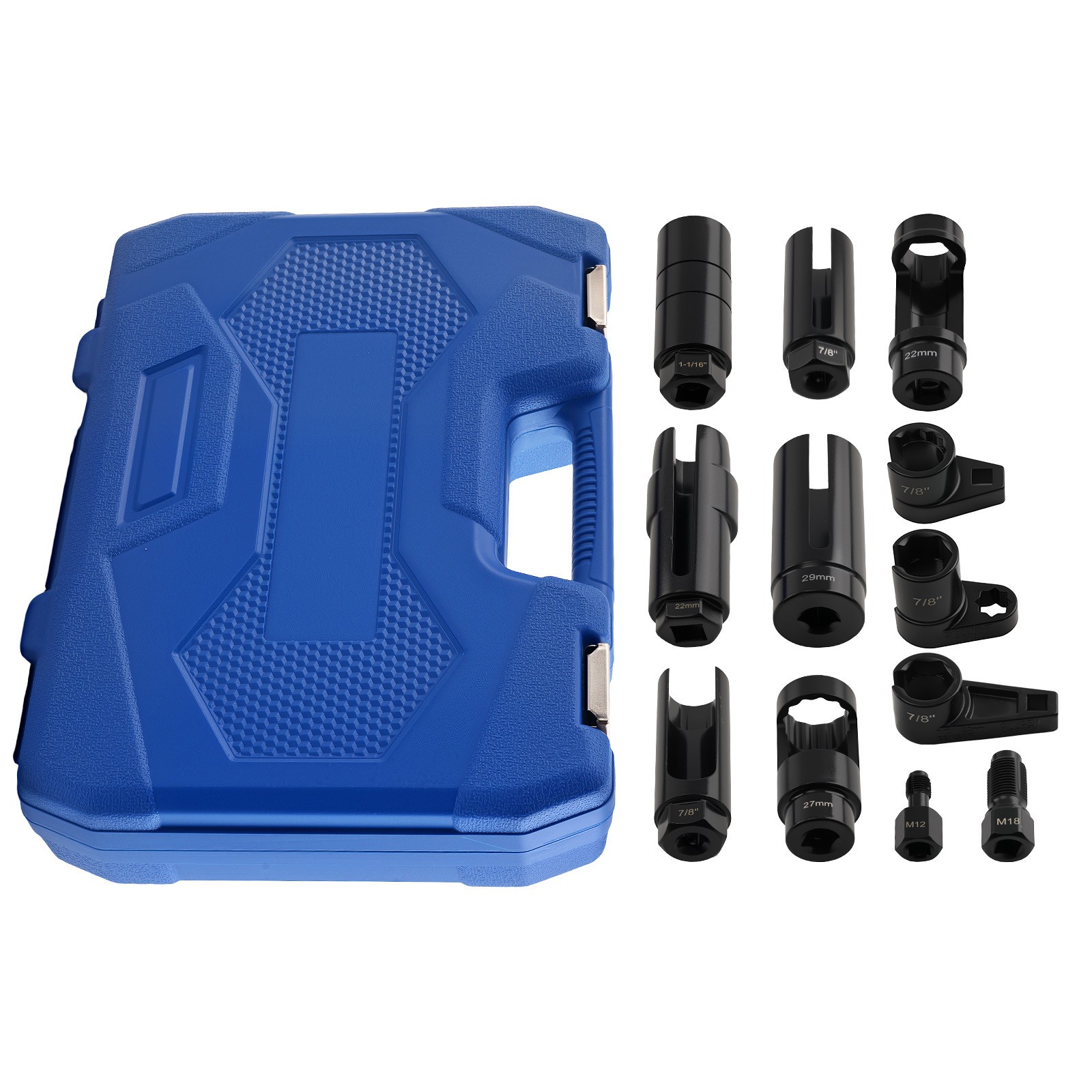 12pc Oxygen Sensor Tool Kit 1/2″ 3/8″ Drive 22-29mm Socket Spark Plug Chaser