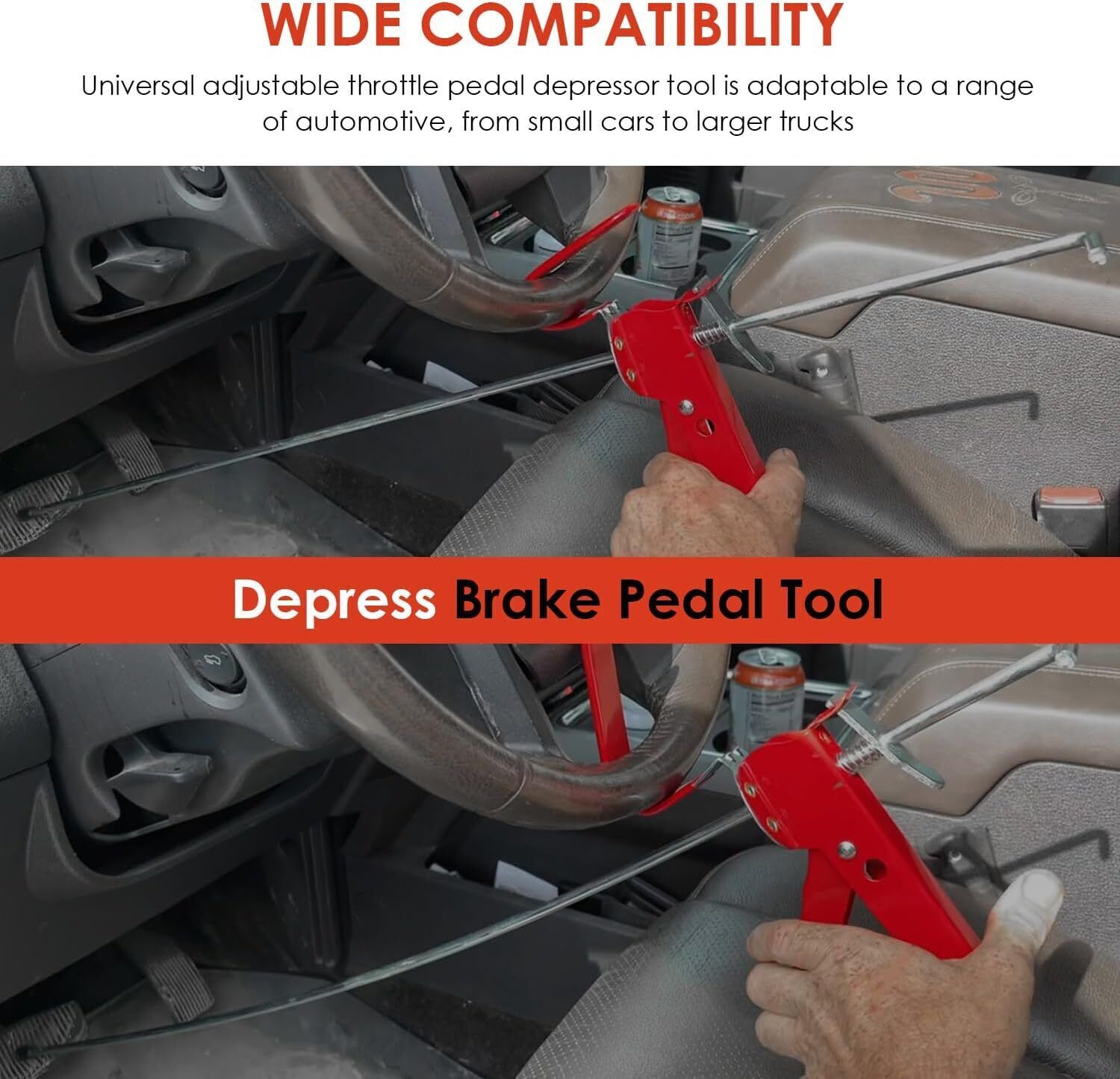 THE393 Pedal Depressor, Adjustable 36-In Brake Accelerator Pedal Depressor Tool
