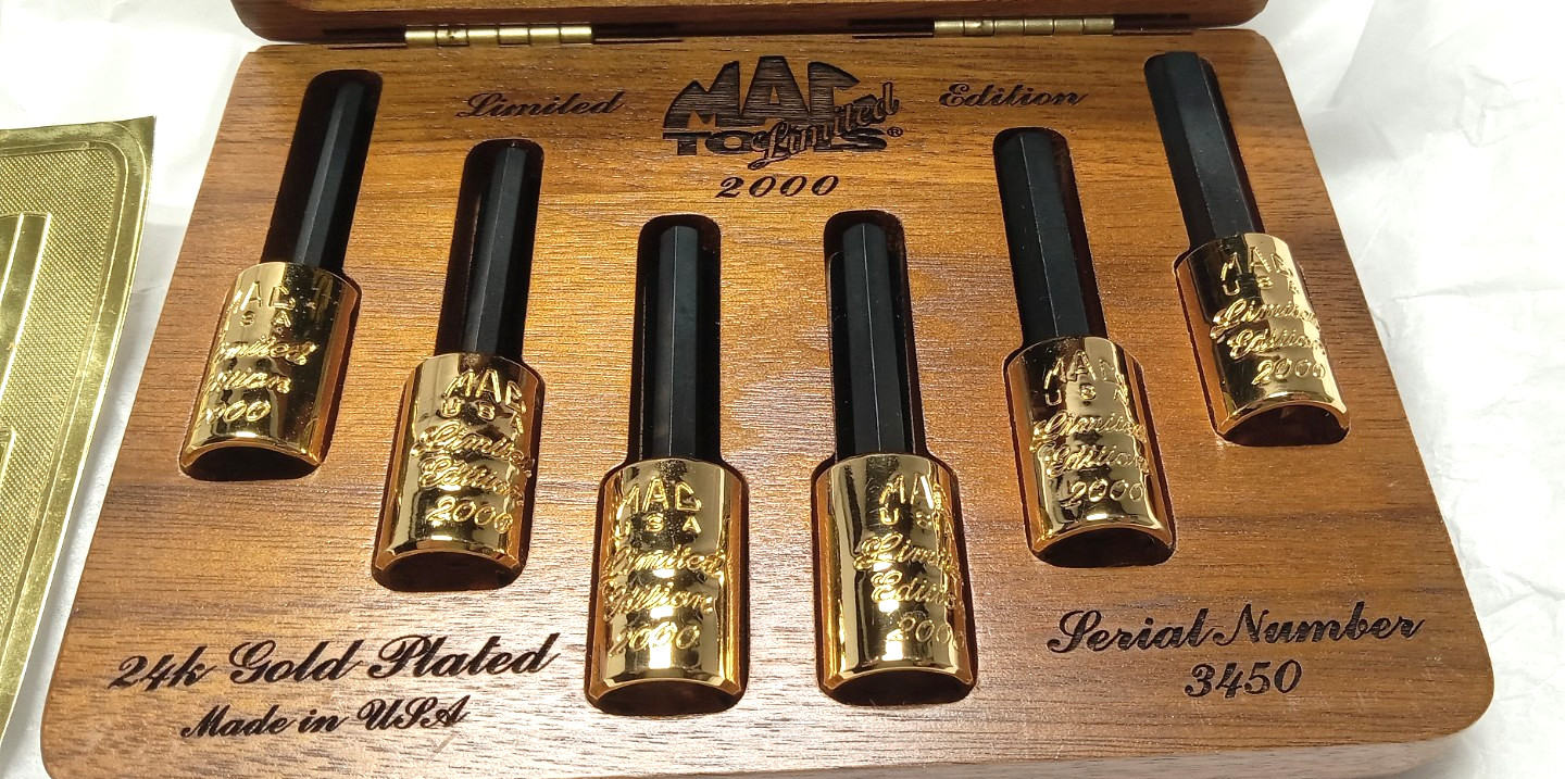 Mac Tools. 2000 Limited Edition. 24k Gold Plated. 6p Allen Bit Socket Set #3045