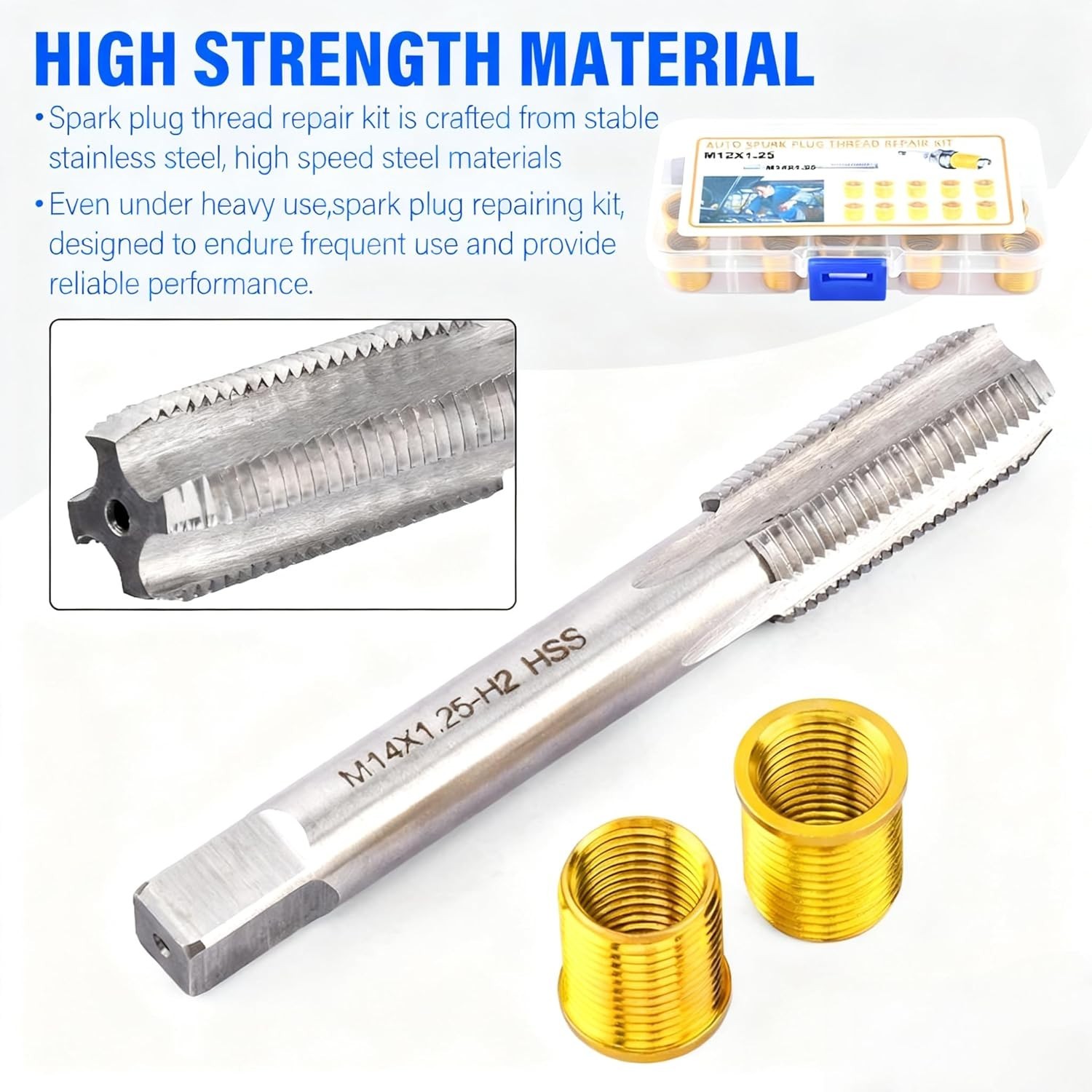 Spark Plug Thread Repair Kit M12x1.25 | High Speed Steel Tap Spark Plug with M12