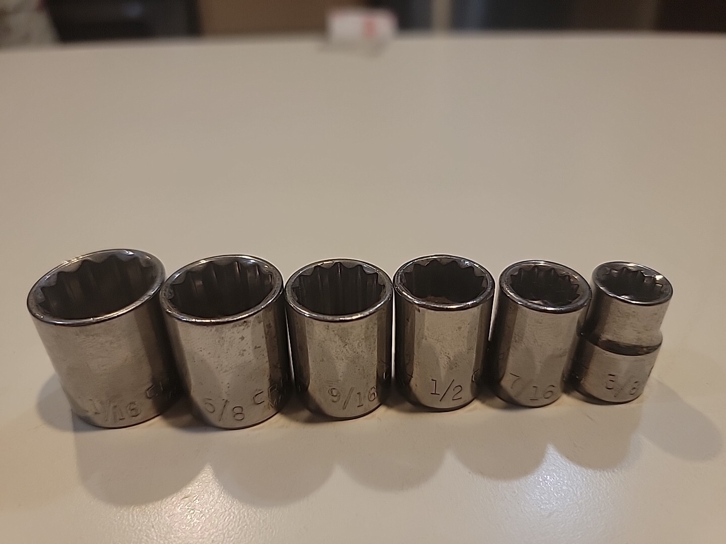 Vintage Craftsman SAE 6 Pc Socket Set 3/8″ Drive Made USA G2,G1 Standard 12 pt