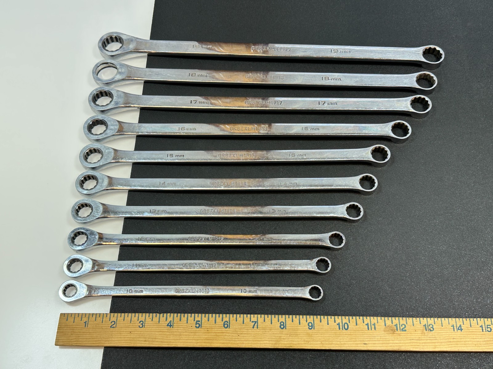 Matco Tools GRBZXLM 10pc Extra Long Metric 10mm-19mm Ratcheting Box Wrench Set