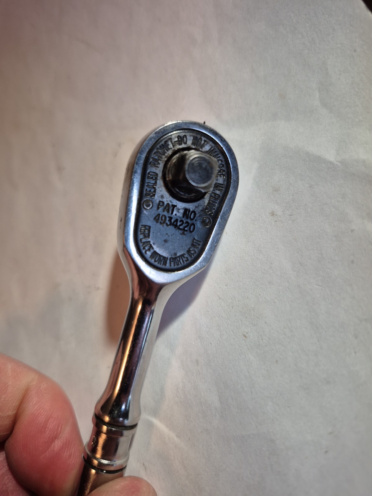 SNAP ON T936 1/4» DRIVE RATCHET 4 1/2» LONG STUBBY USA MADE USED CONDITION