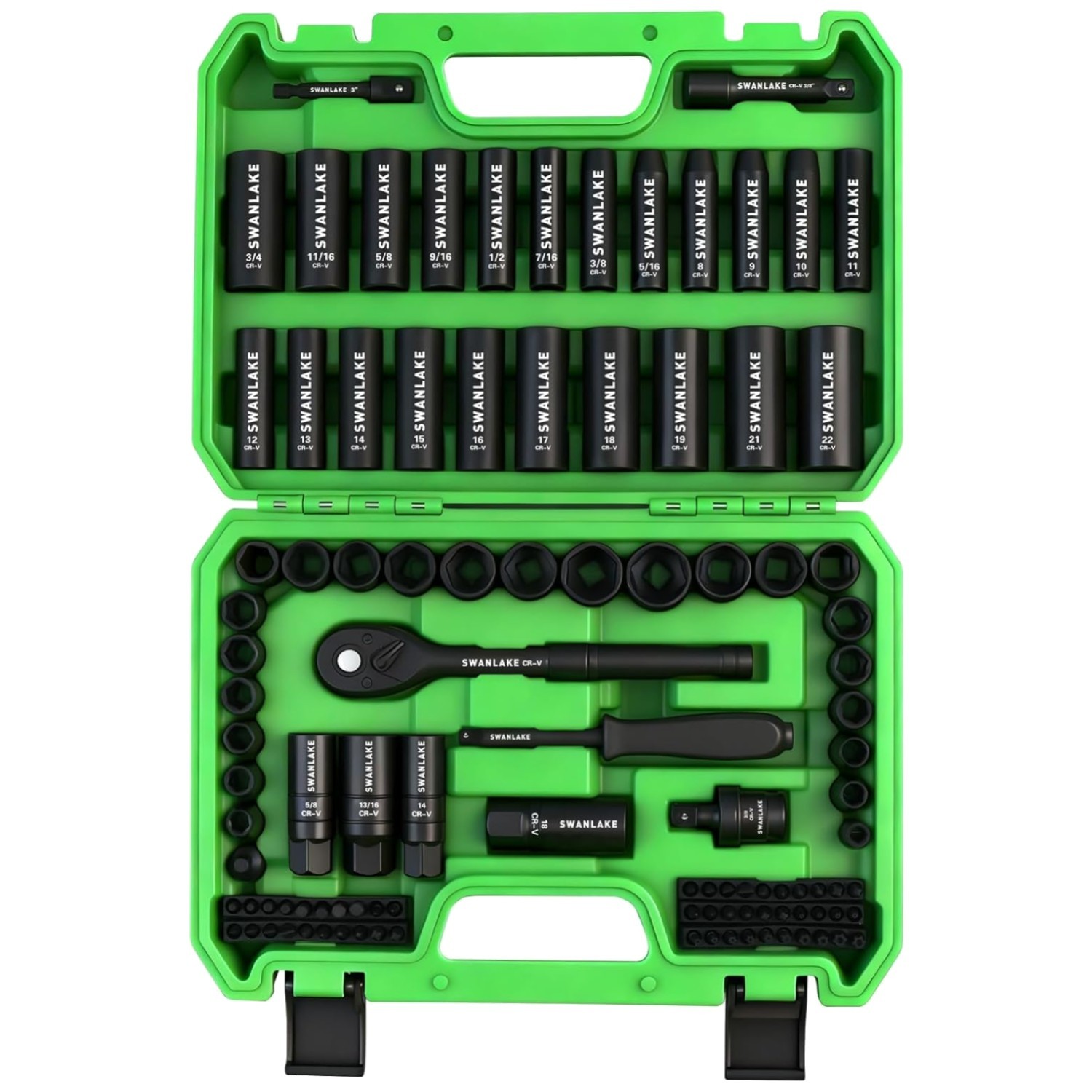 Chrome Vanadium 105-Piece Socket Wrench Set, Metric 8-22mm