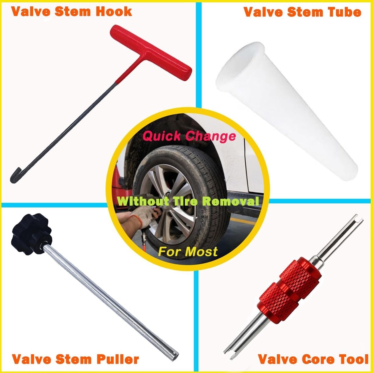 Valve Stem & Core Removal Replacement Tool Kit,Tire Valve Stem Installation Tool