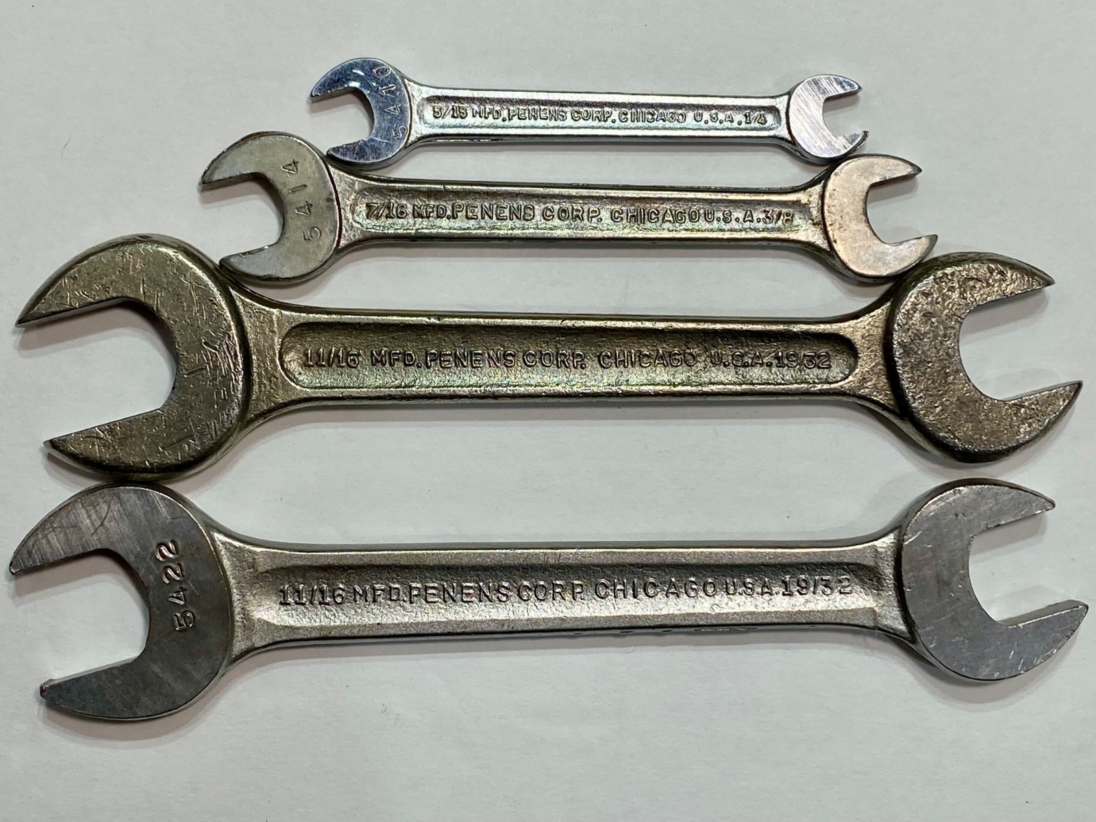Vintage Penens 4 pc. Open-End Wrench Lot, Made In USA