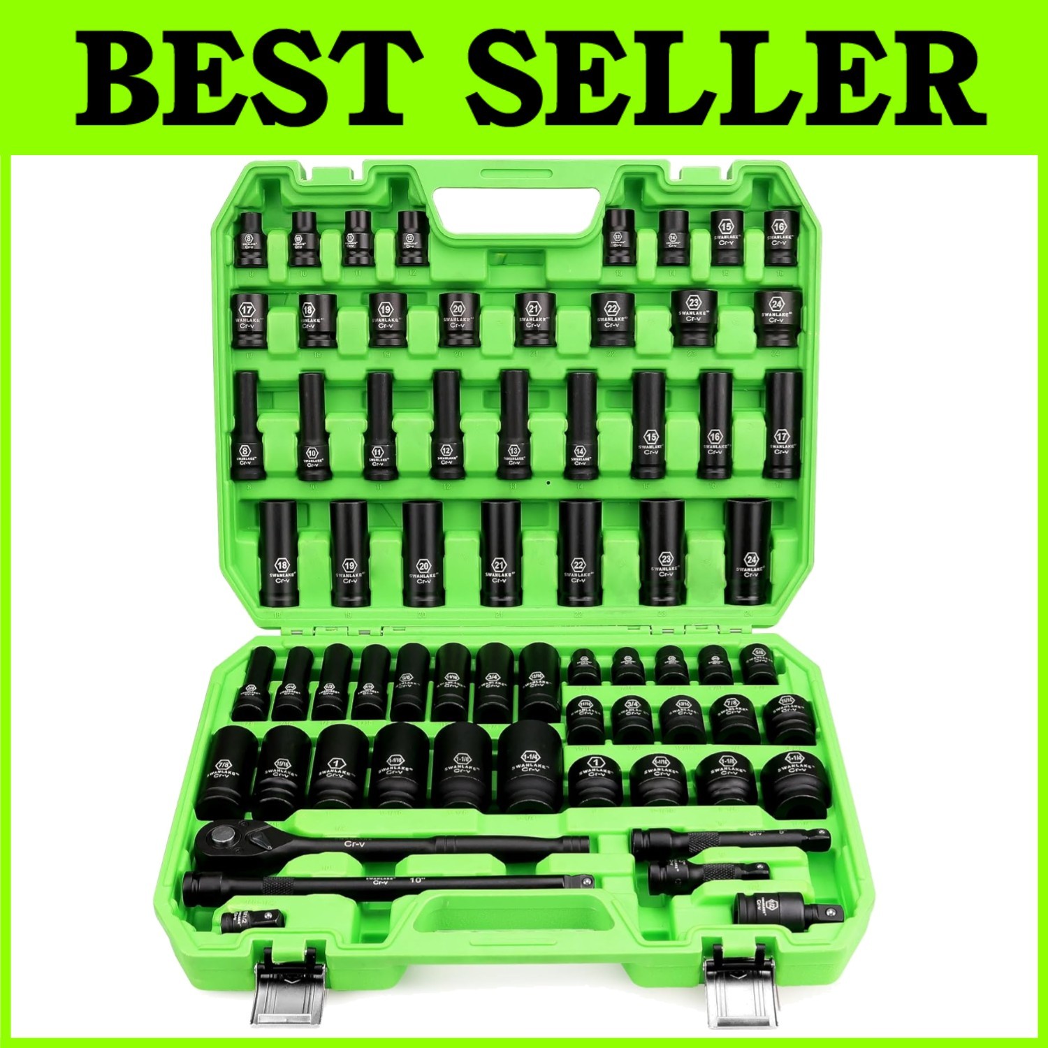 SWANLAKE 1/2″ Drive Impact Socket Set, 66-Piece St