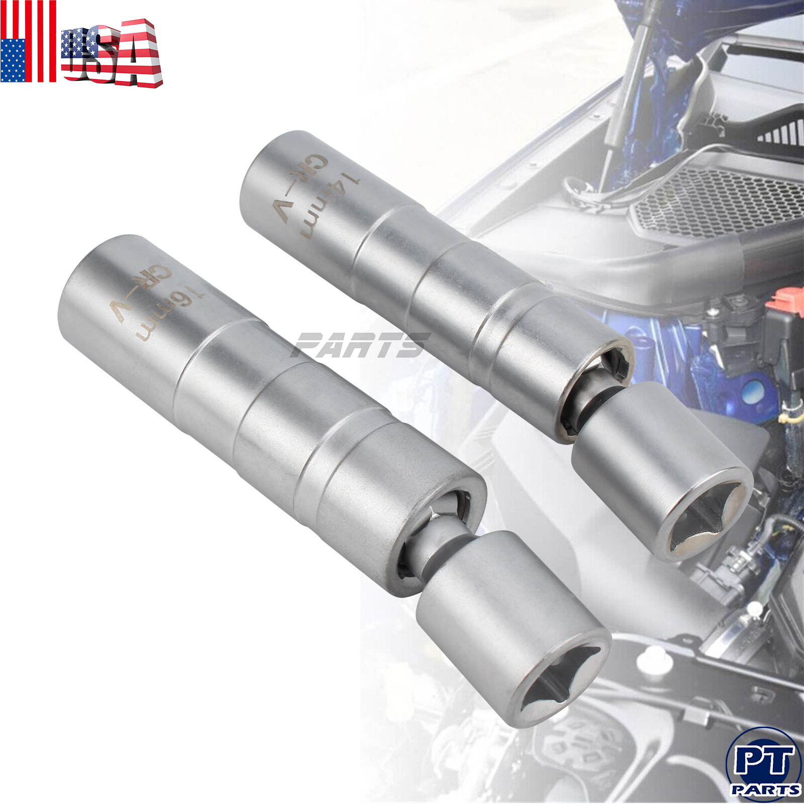 For BMW 12PT 14&16mm Thin Wall Magnetic Swivel 3/8″ Spark Plug Socket Drive US