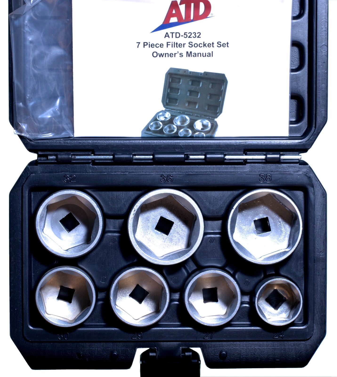 ATD 5232 – 7 Piece Filter Socket Wrench Set, 24mm – 38mm Chrome Vandium Wrenches