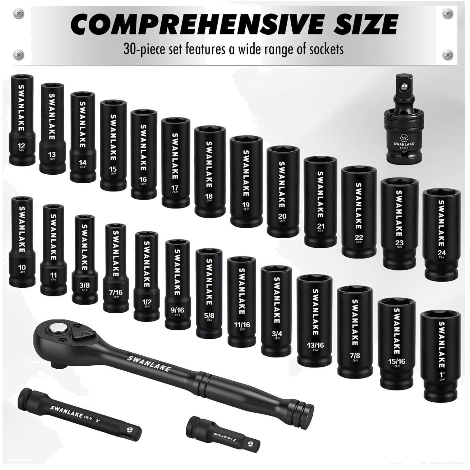 Durable 30-Piece Impact Socket Set – Chrome Molybdenum Steel
