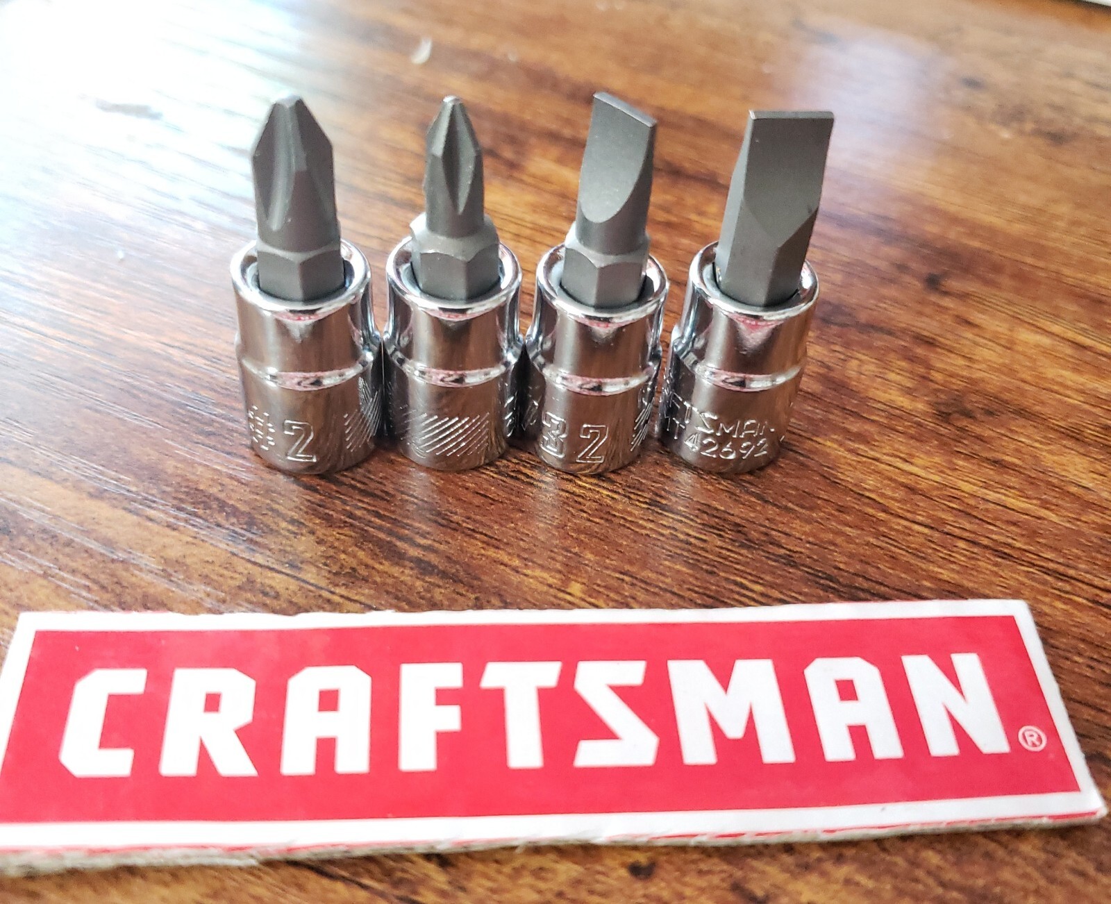 4 Craftsman Phillips #1, # 2 & 7/32, 1/4 Slotted Bit Screwdriver Socket 1/4 Dr