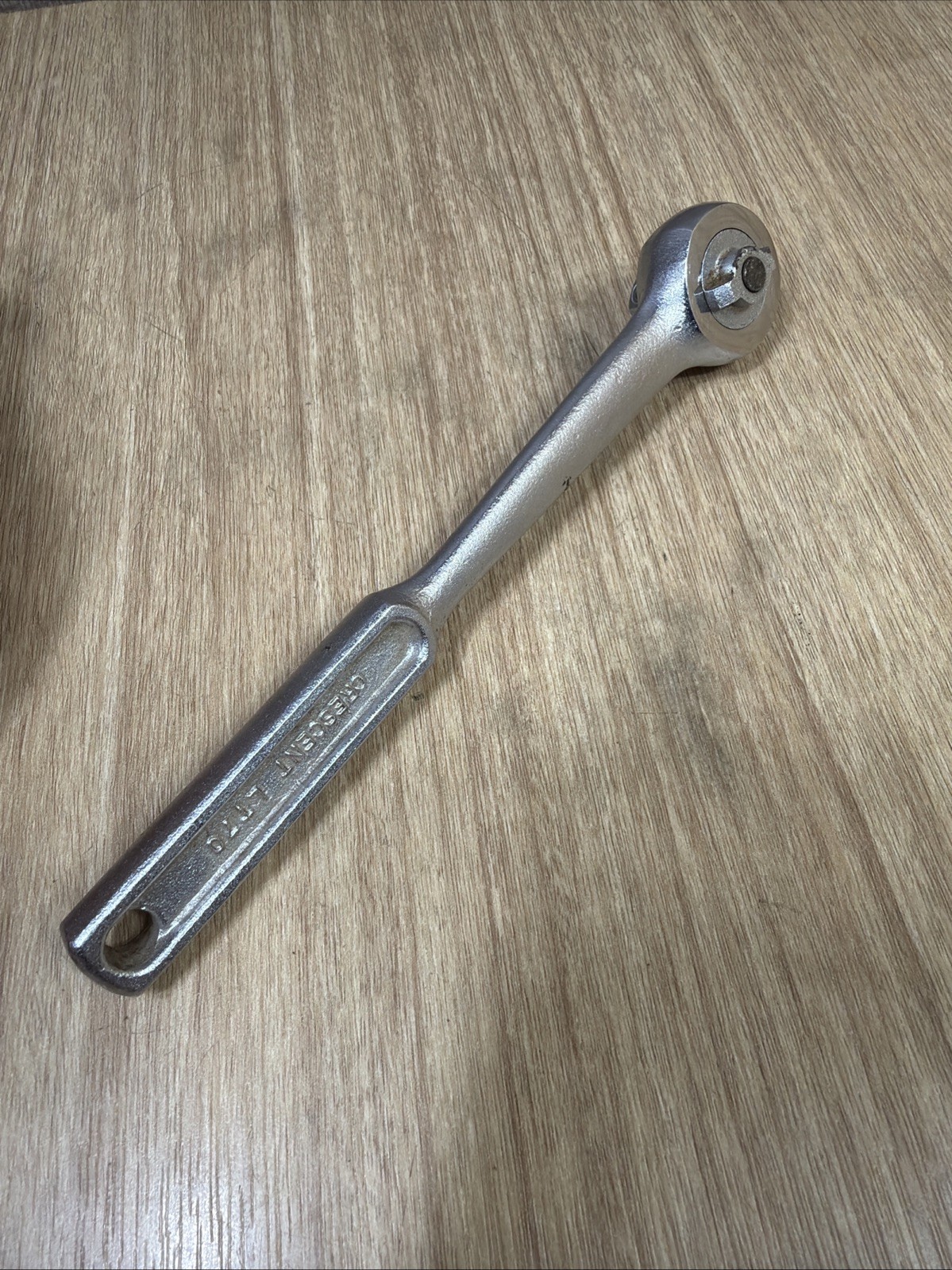 Vintage Crescent 3/8″ Drive 7.5″ Long Socket Ratchet Model LT70 Made USA Used