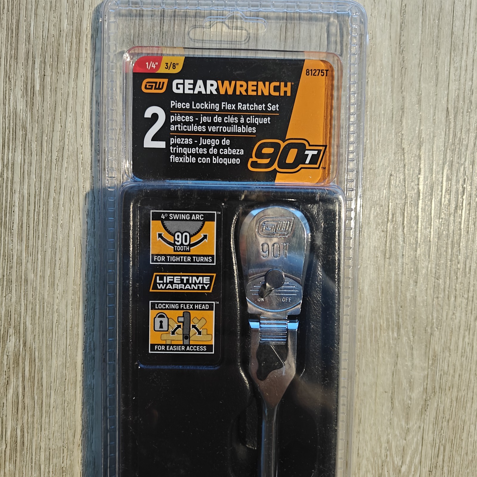 GEARWRENCH 2 Pc 1/4″ & 3/8″ 90 Tooth Drive Flex Head Teardrop Ratchet Set 81275T