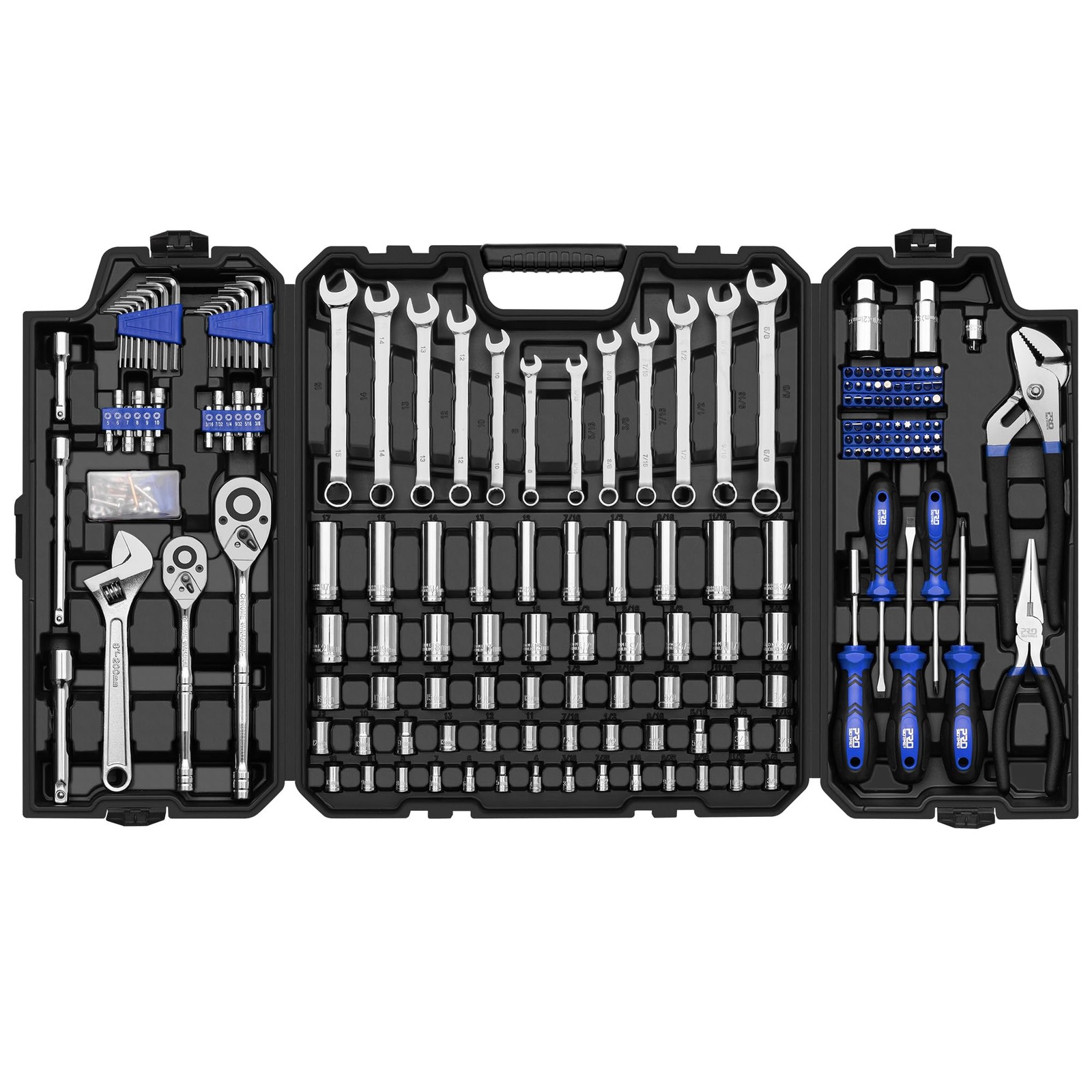 240-Piece Mechanics Tool Set with SAE/Metric Sockets Wrenches Automotive Kit