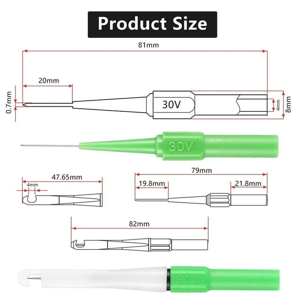 Auto Test Probes Banana Test Leads Stainless Steel Needle Brass Contacts