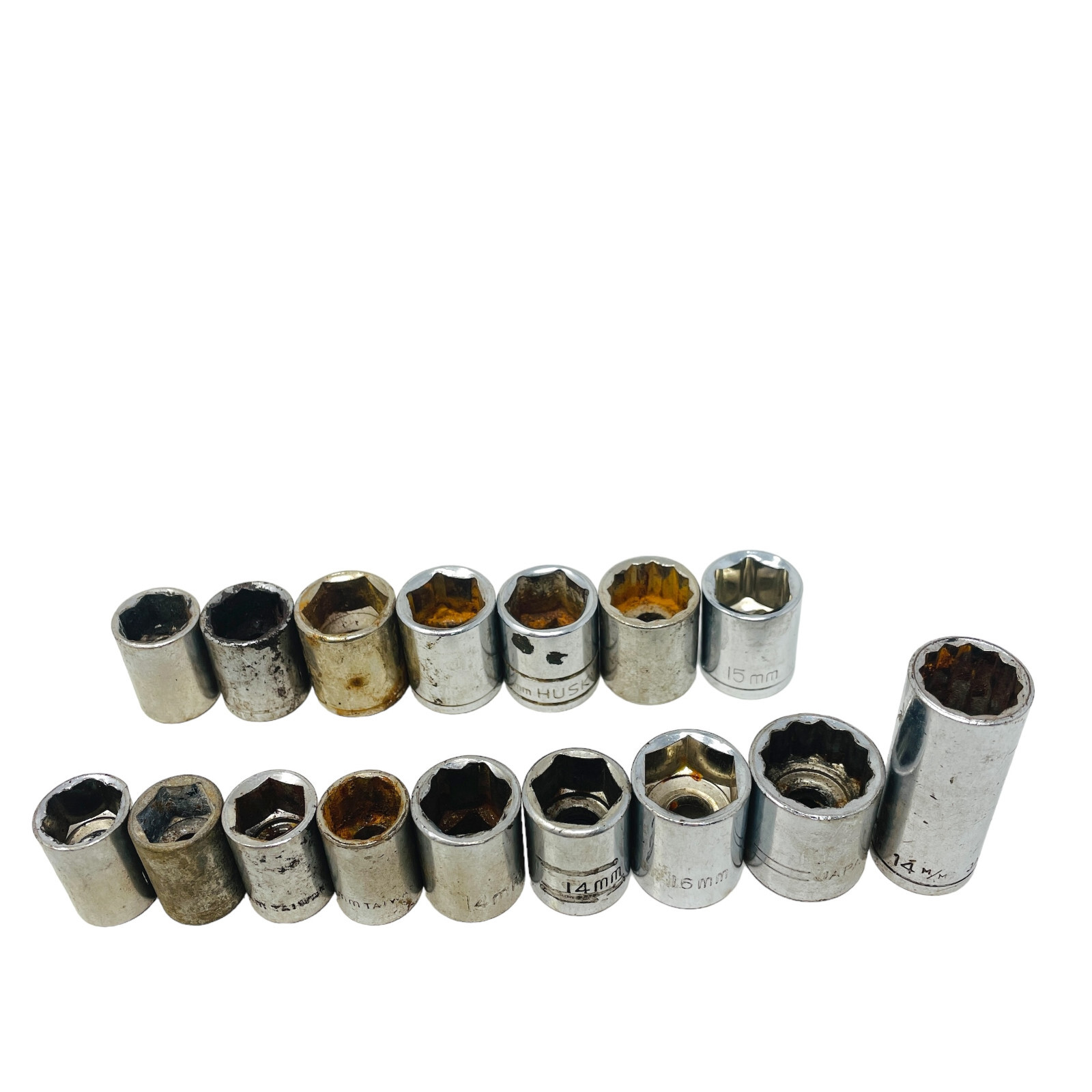 16 Pcs Husky and Assorted 14mm, 15mm, 16mm, 4mm, 12mm Socket Set