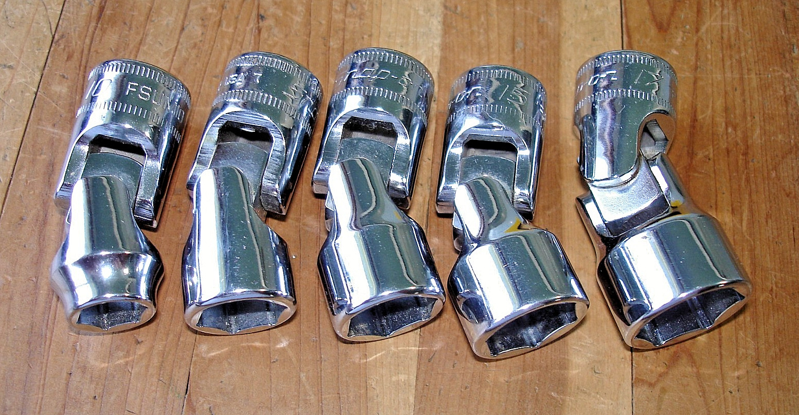 5 NEW SNAP-ON 3/8″ DRIVE METRIC SWIVEL SOCKETS MECHANICS TOOLS 10-13-14-15-17 US