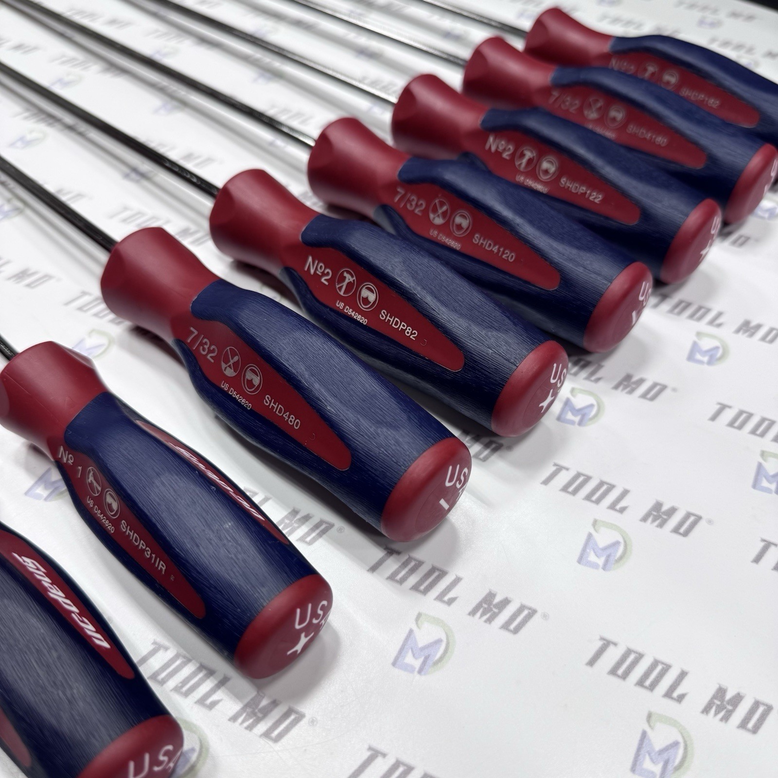 Snap-on Tools USA RARE 8pc RED WHITE & BLUE Cabinet Screwdriver Set SHDXL80RWB