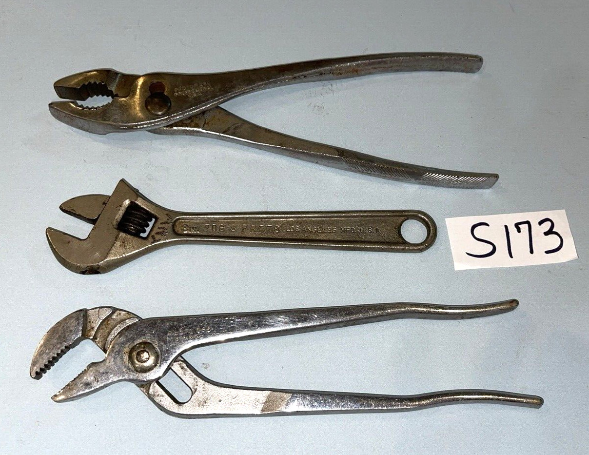 PROTO TOOLS 3 PIECE ALLIGATOR, SLIP JOINT PLIERS & CRESCENT STYLE WRENCH