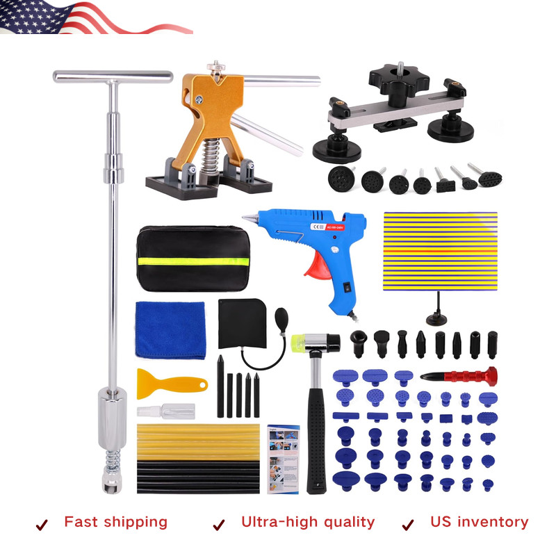 Dent Puller Kit, 93 PCS Paintless Dent Removal Tool Golden Lifter, Bridge Puller