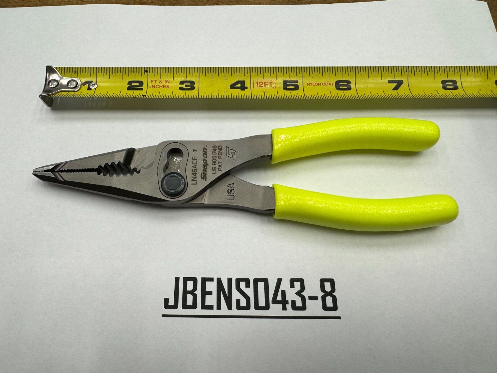Snap-On Tools USA NEW HI-VIZ 7″ Soft Grip Long Nose Slip Joint Pliers LN46ACFHV