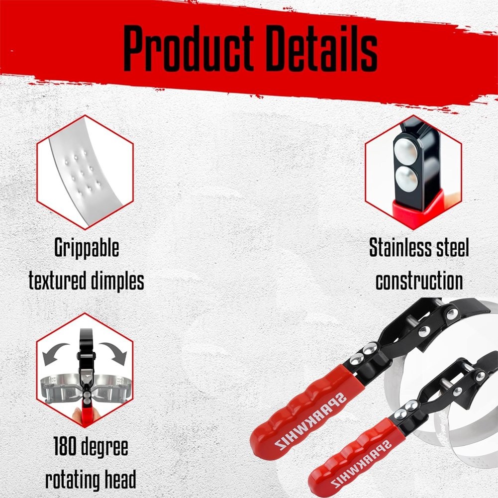 7pcs Swivel Oil Filter Wrench Removal Tool 2-3/4″ – 5-1/4″, 9″ 12″ Filter Plier
