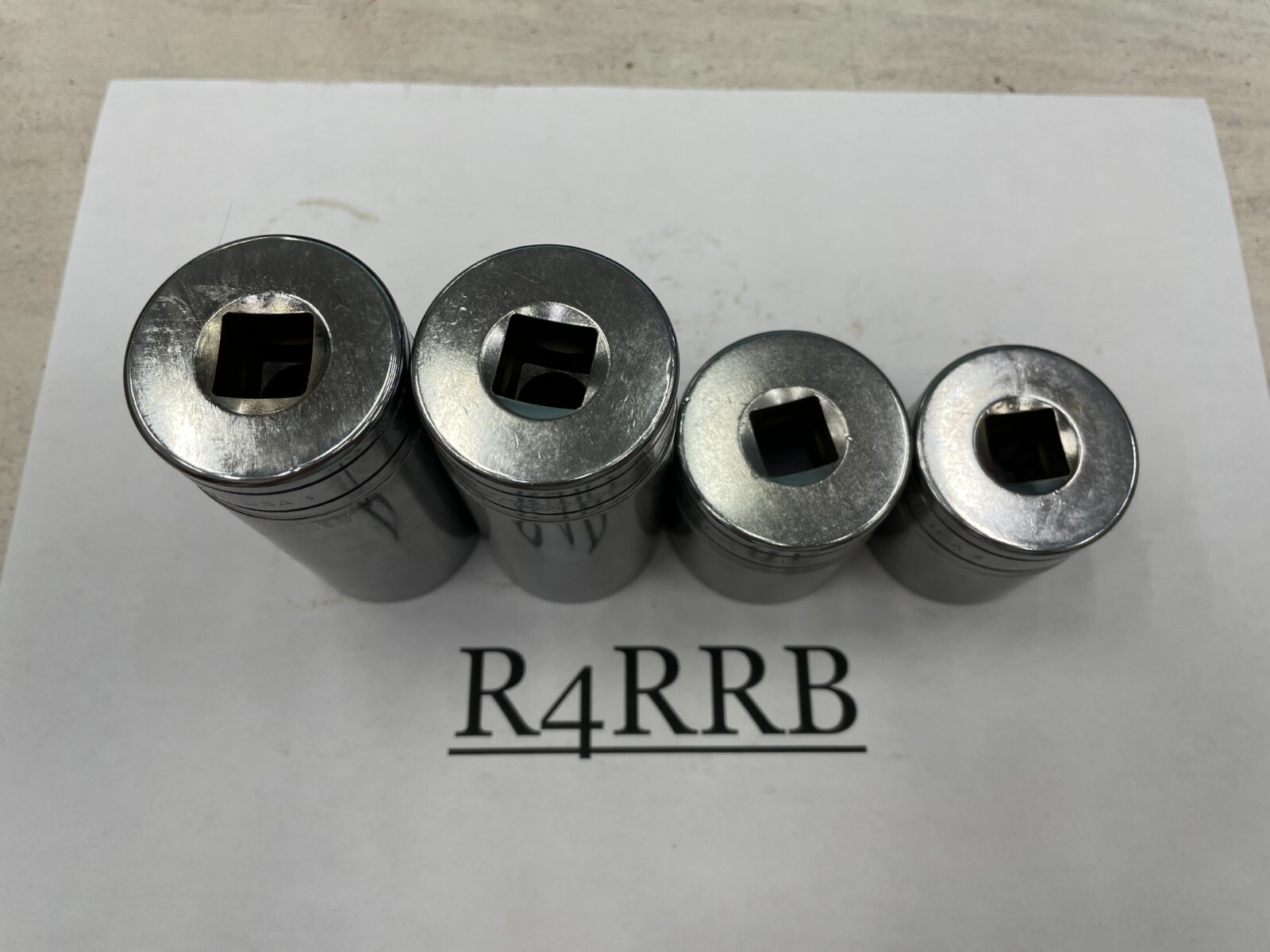 Snap-on Tools USA 4pc NEW 1/2″ Drive SAE 12 Point Shallow Chrome Socket Lot Set