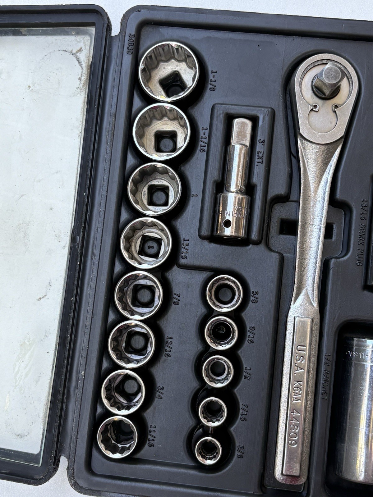 18pcs Vintage Craftsman 1/2” Ratchet ,Socket Set, 1w/ Spark Plug Sockets & Case