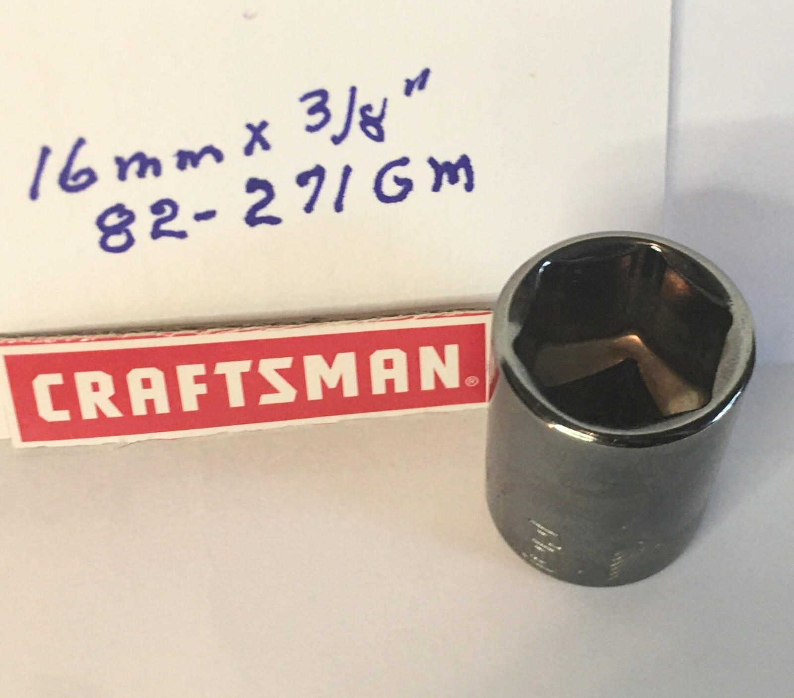 Craftsman  16 mm x 3/8″ Dr Socket 82-271GM Gunmetal Chrome 6 Pt Free Shipping